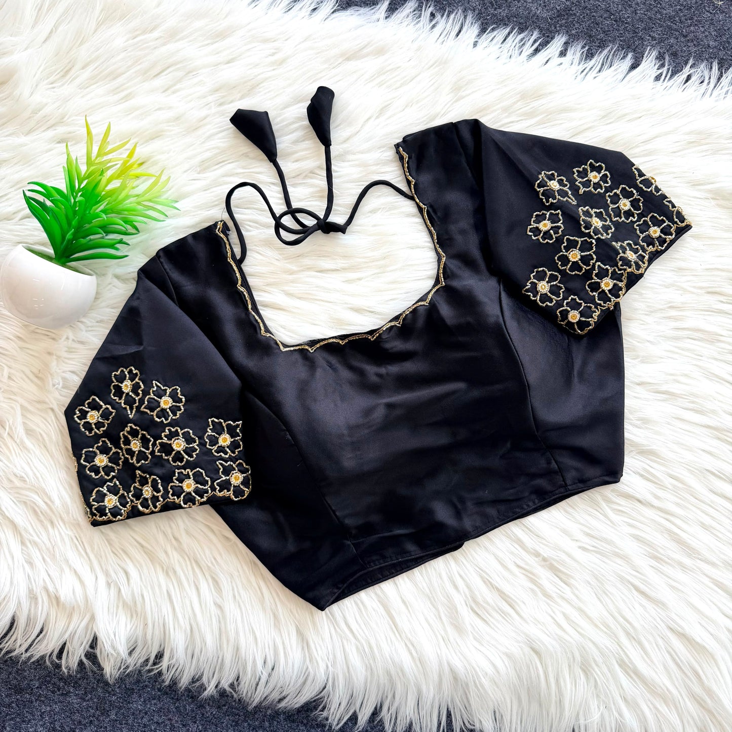 Beautiful handcrafted work all over ready made blouse