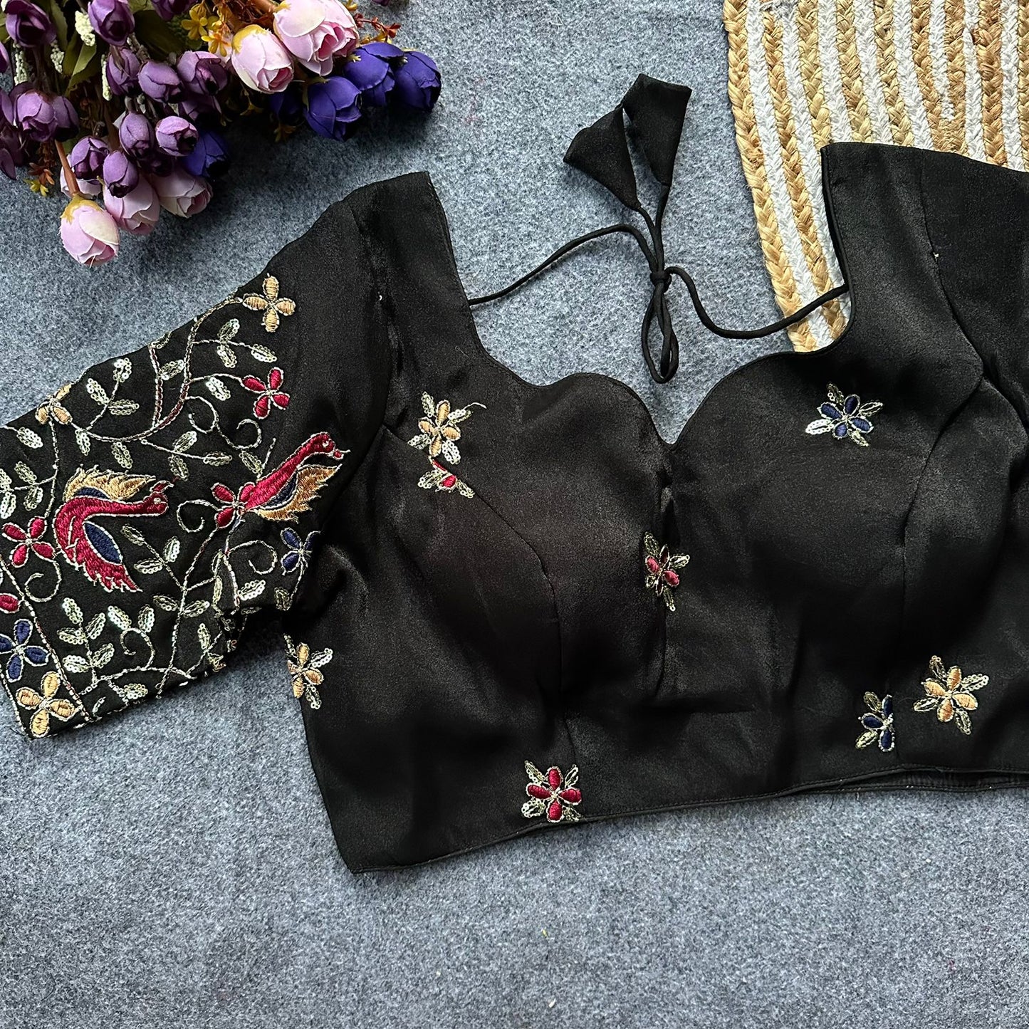 Presenting multi sequins work ready made blouse