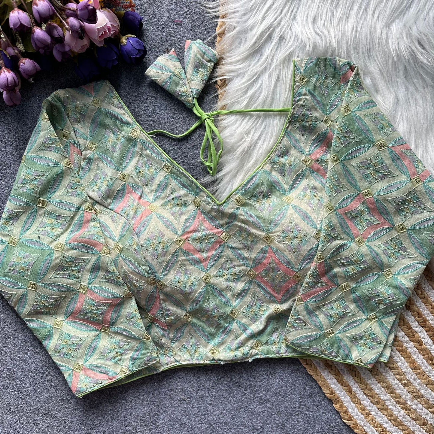 Pure cotton full sleeve ready made blouse