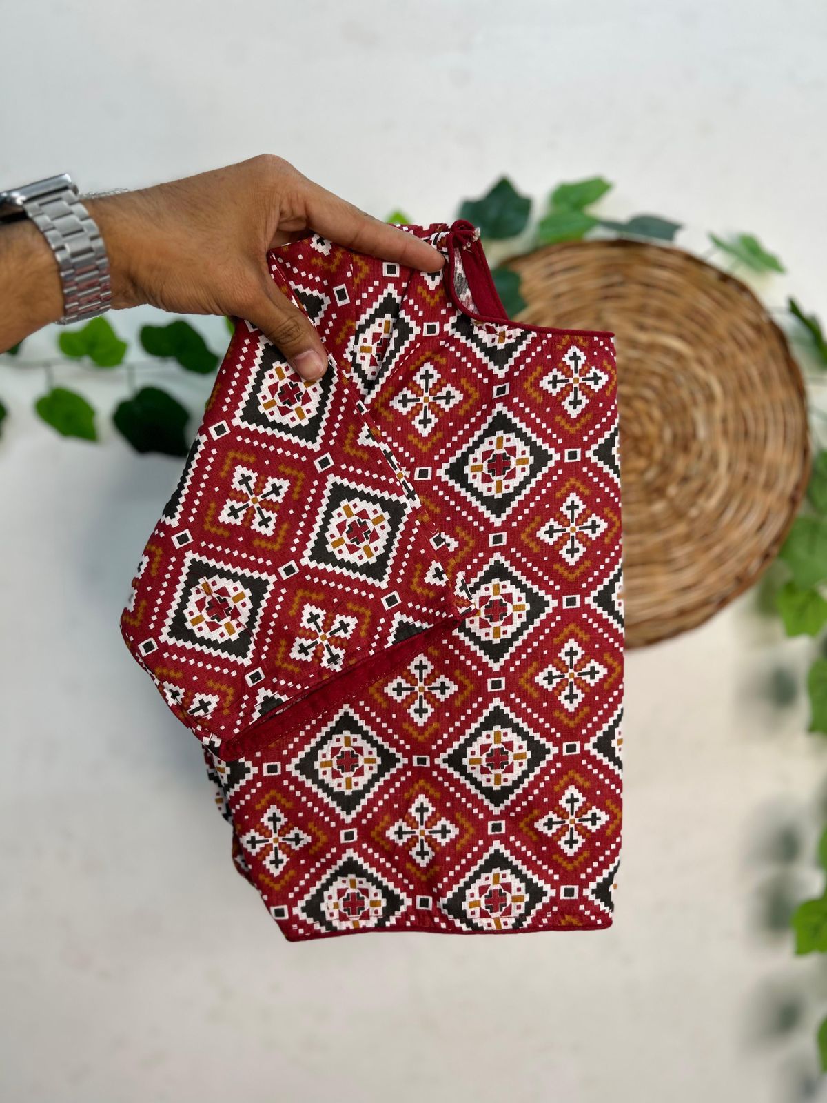 Pure ajrakh cotton ready made blouse