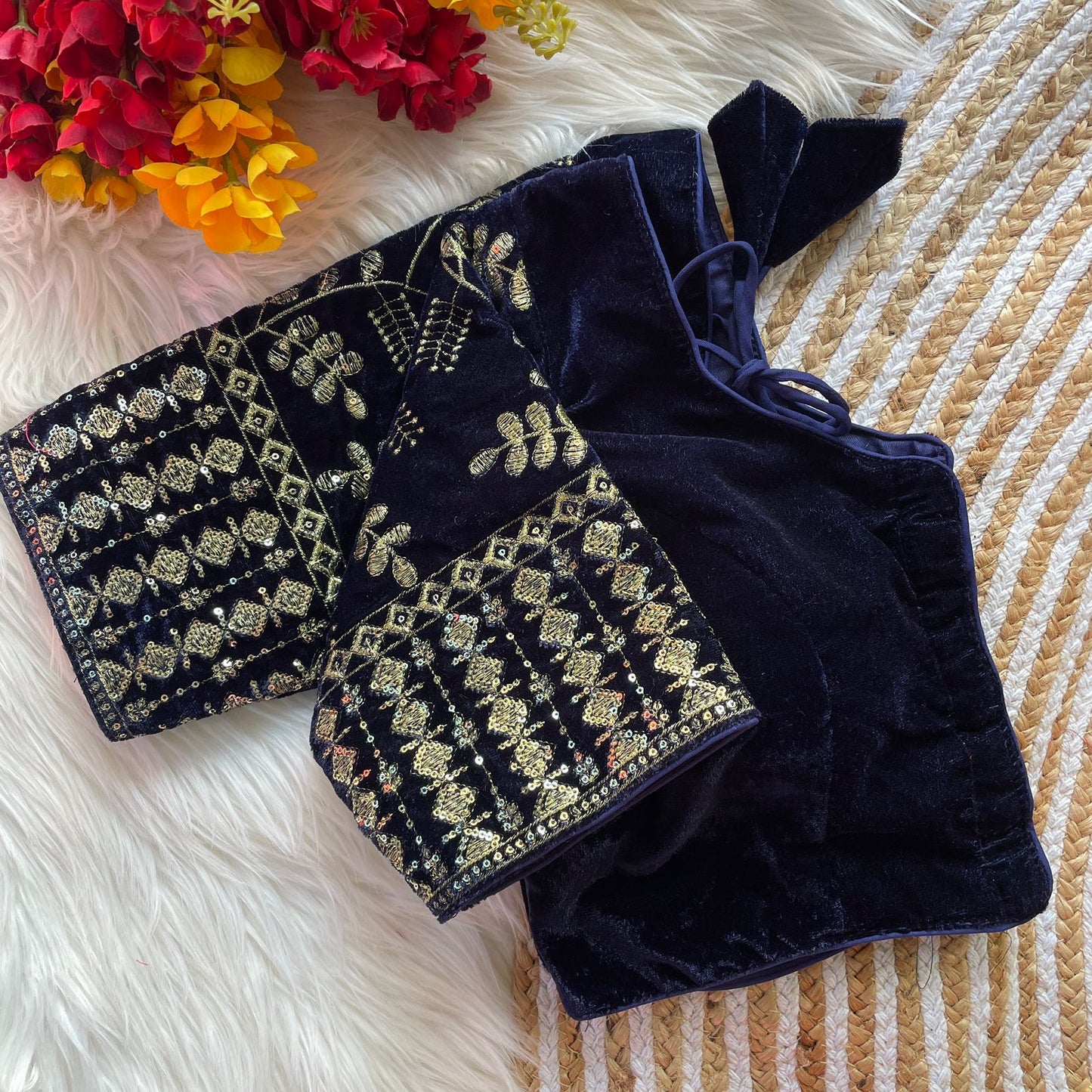 Bridal 9000 velvet embroidery work ready made blouse