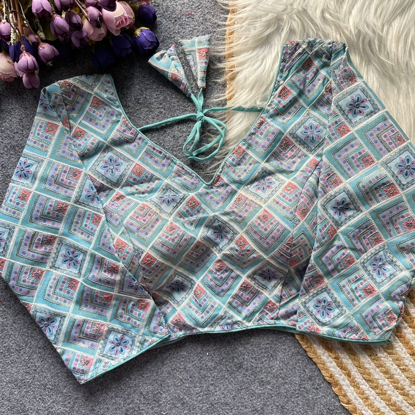 Pure cotton full sleeve ready made blouse