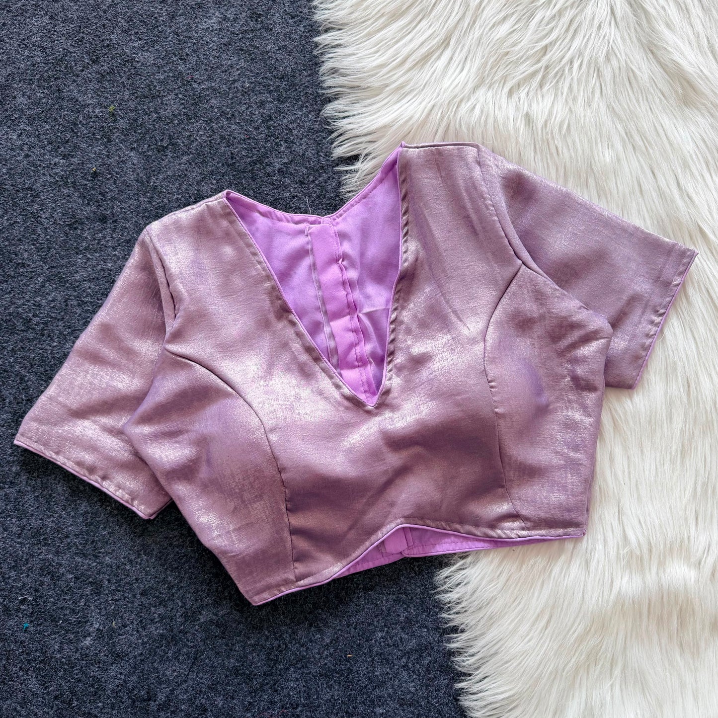 A beautiful coated of velvet fabric with silk ready made blouse