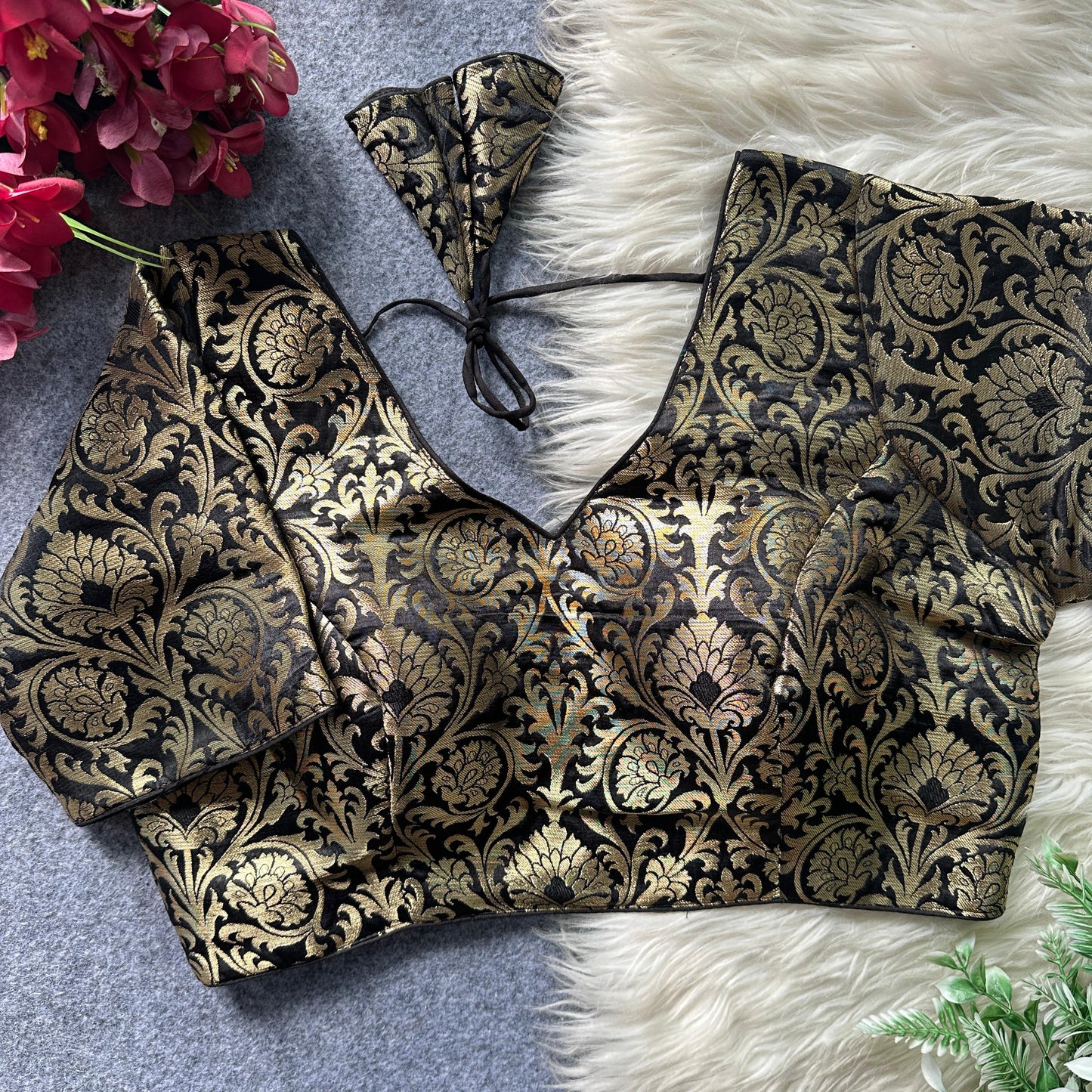 Jacquard silk ready made blouse