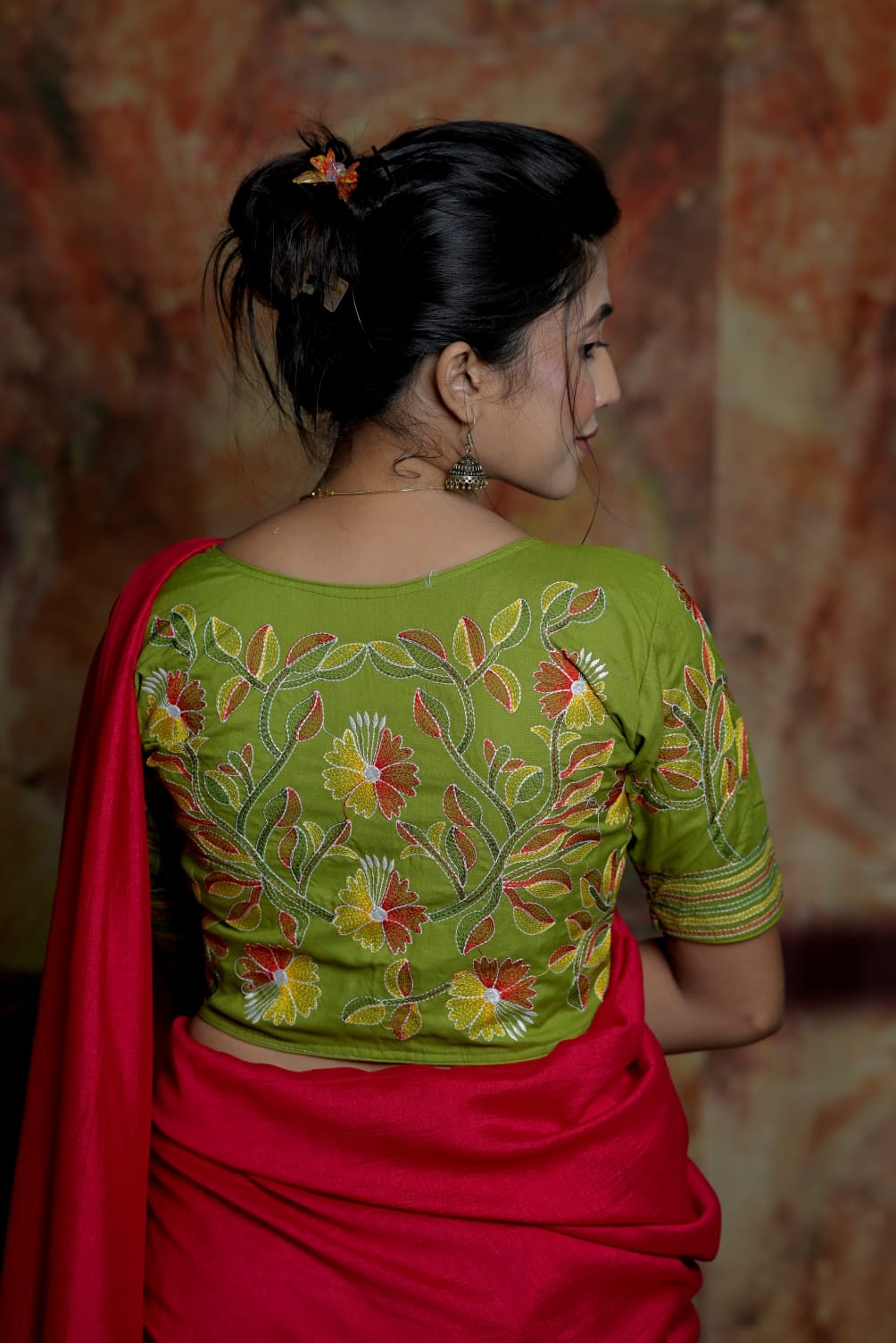 Kantha Embroidery Malai Cotton - Premium Readymade Blouse