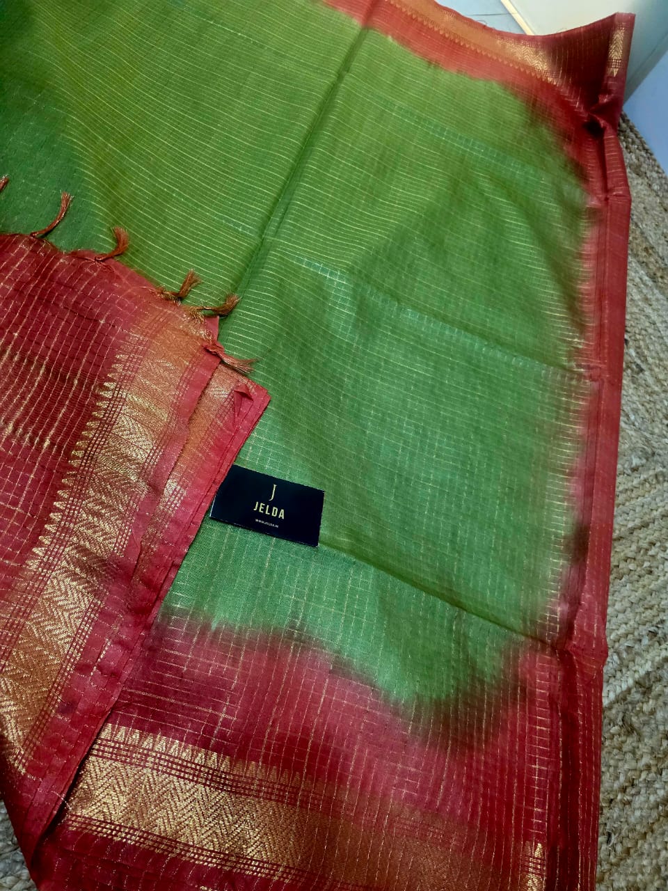 Kota soft golden border saree With contrast running blouse