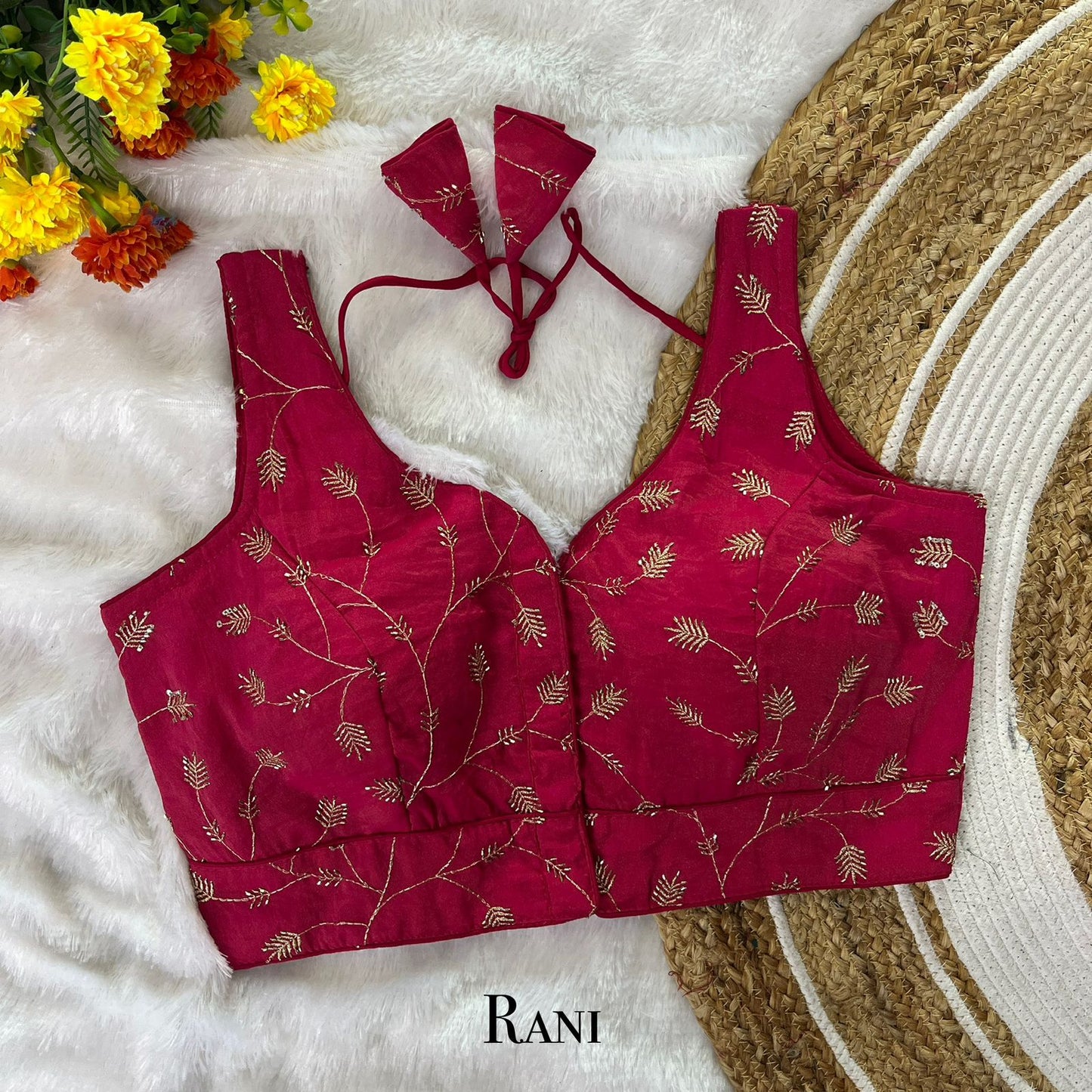 EXCLUSIVE PARTYWEAR COSMOS BITS PIPE & ZARI EMBROIDERY WORK  READY MADE BLOUSE
