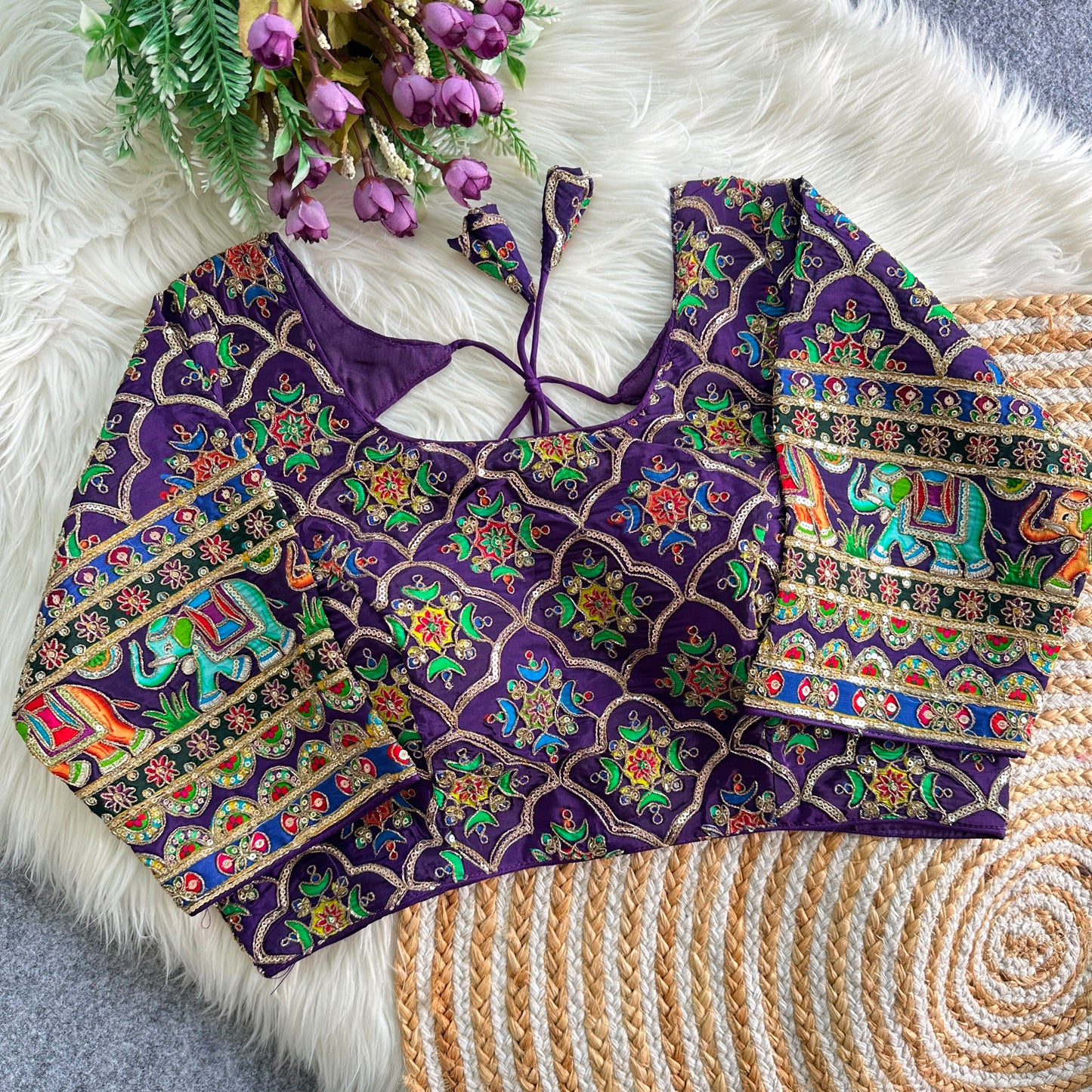 Ethnic presenting chinon heavy silk hit design ready made blouse