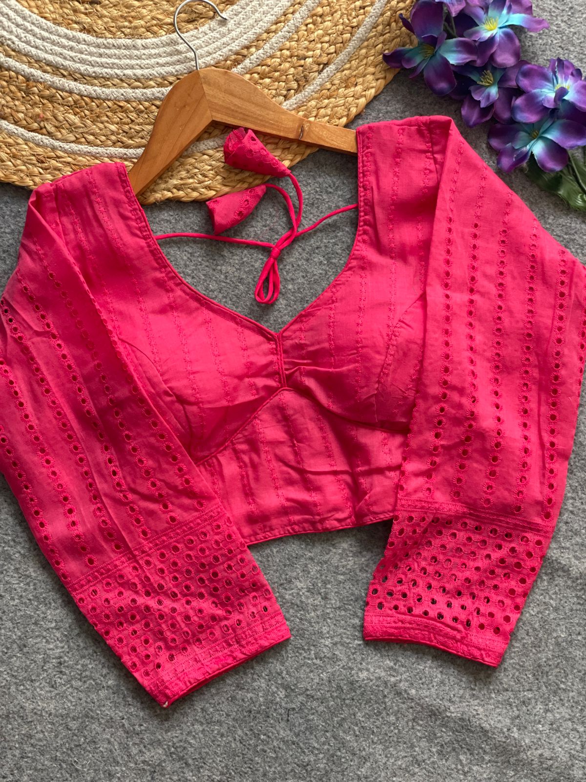 Pure  cotton hakoba full sleeve ready made blouse