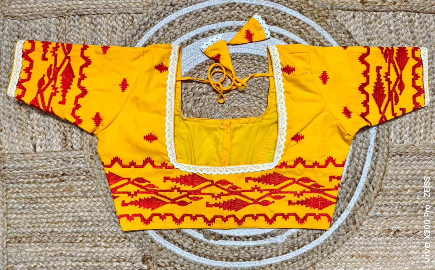 Jamdani handloom weaving cotton ready made blouse