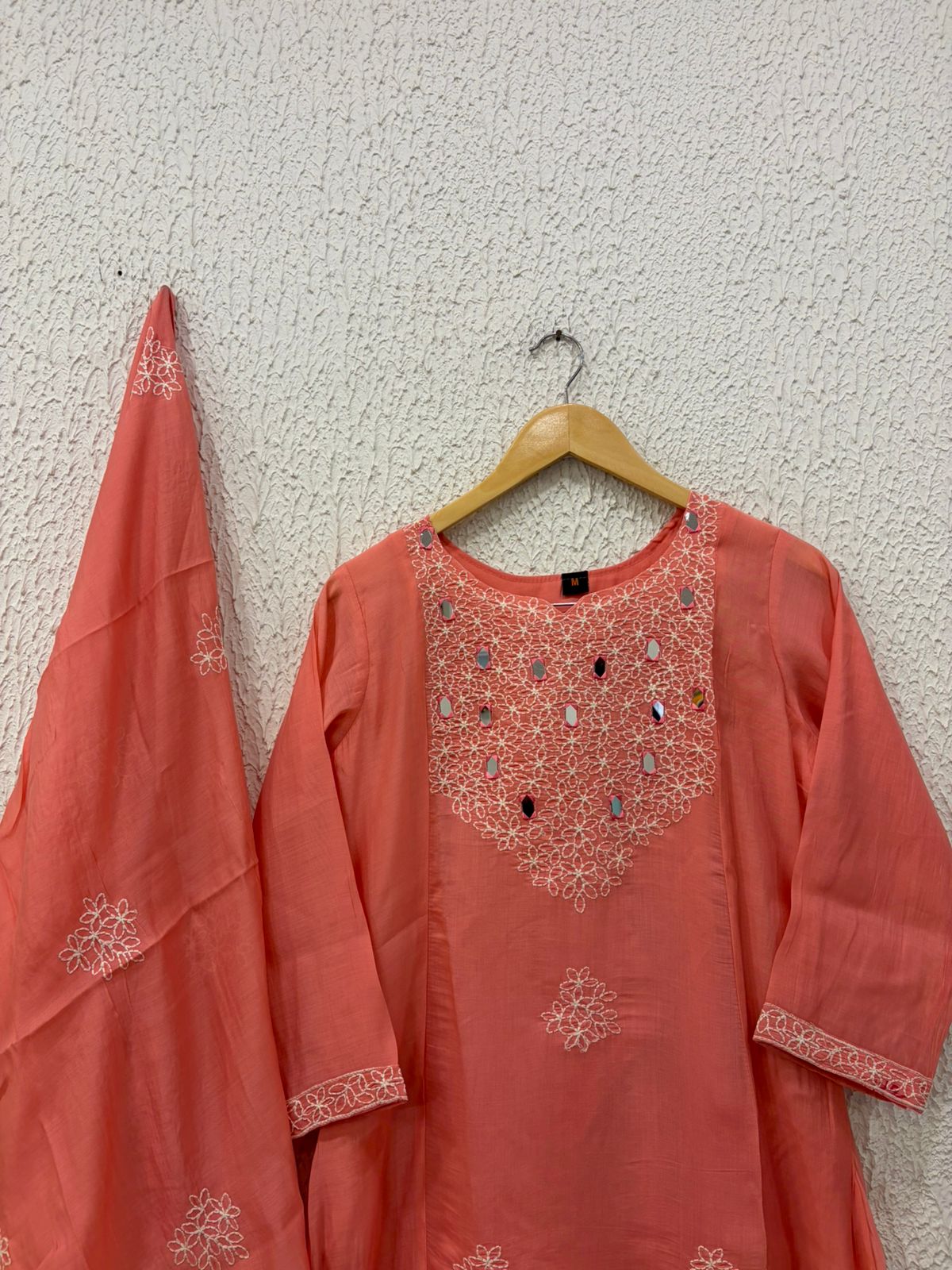 Cotton embroidery and mirror work salwar suit