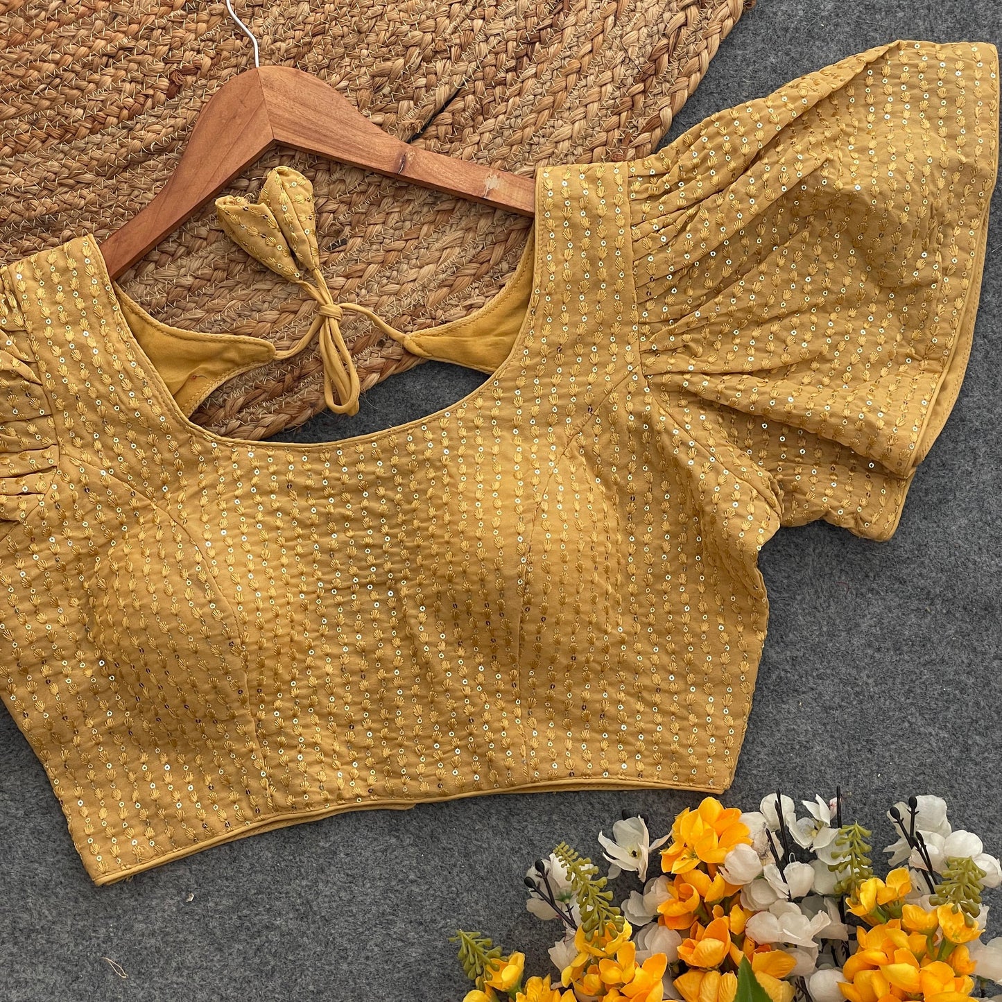 Heavy Georgette with sequins work ready made blouse