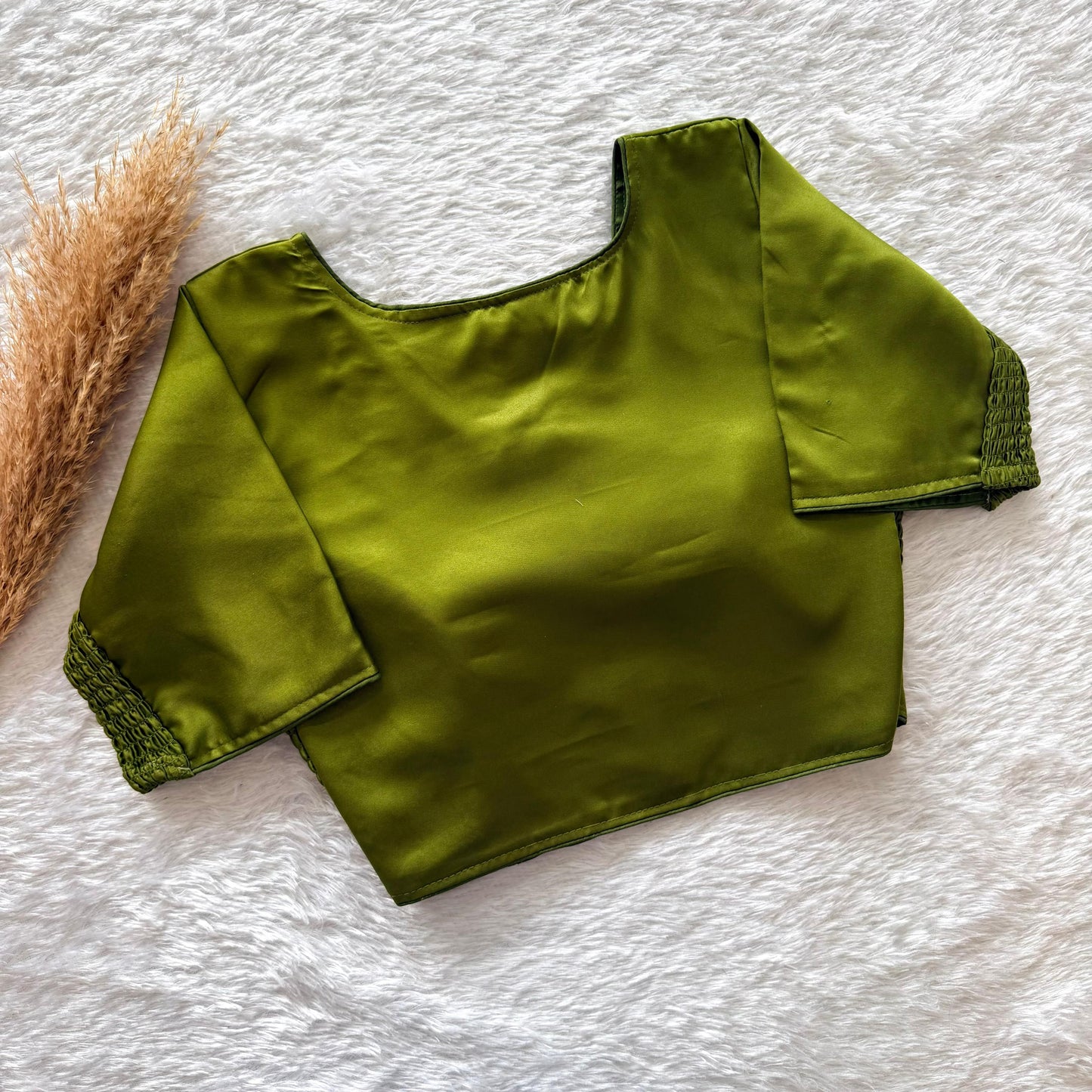 Soft silk fabric with elastic attach for better fitting ready made blouse