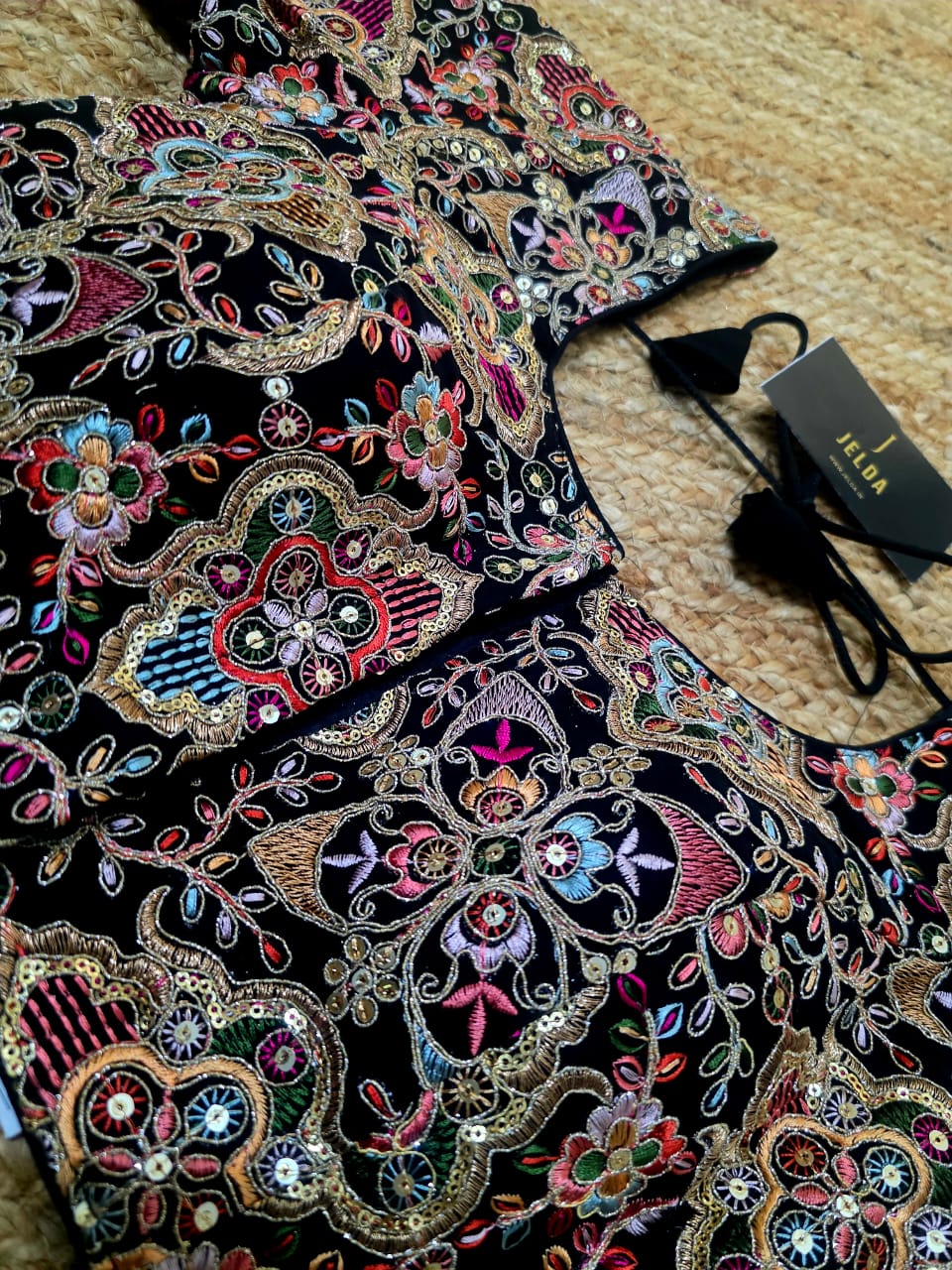 Beautiful Georgette fabric with multi colour embroidery work ready made blouse