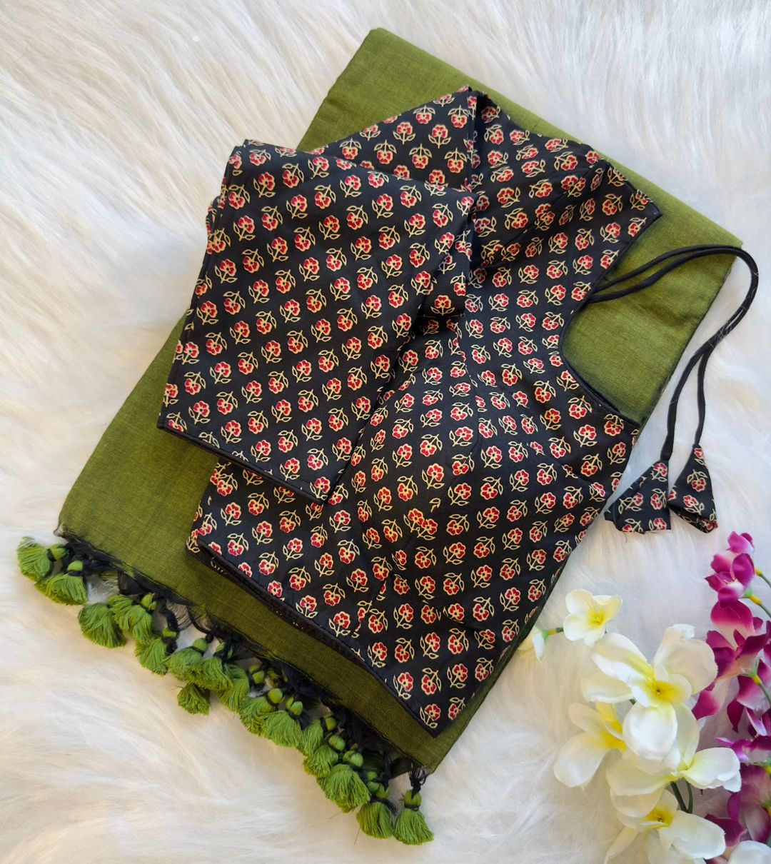 Original cotton saree with full sleeve blouse