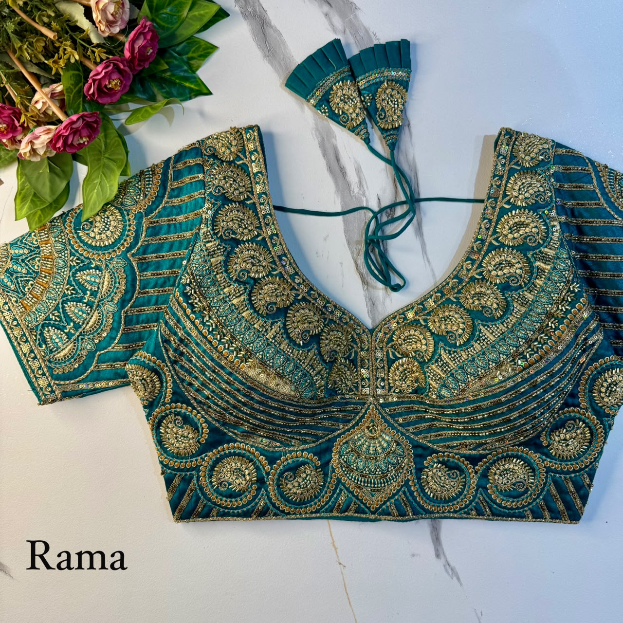 Heavy Zari + Sequins & Beads Work ready made blouse