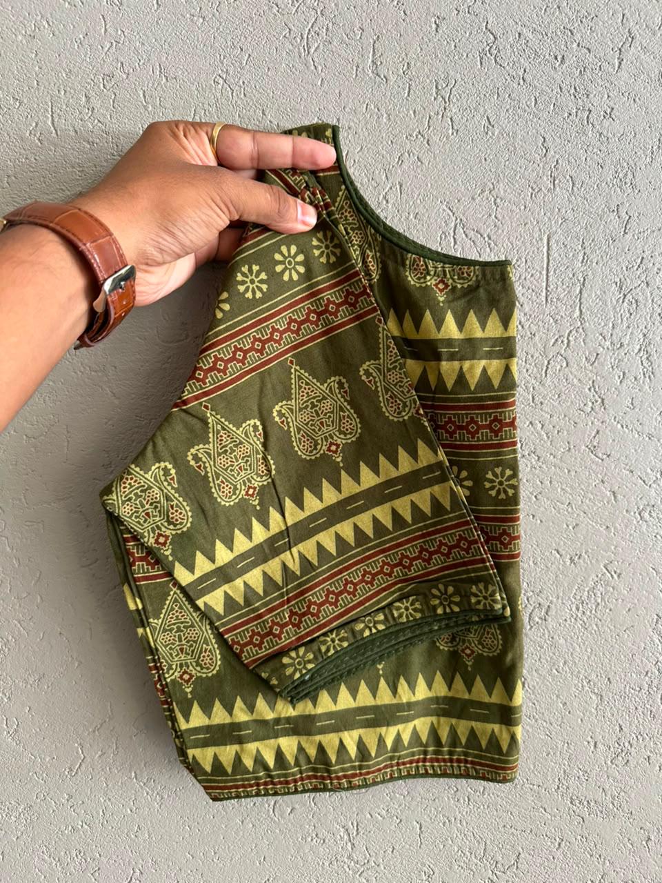 Pure Ajrakh Cotton ready made blouse