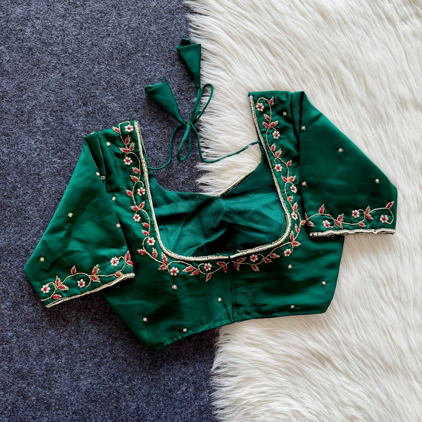 Beautiful handwork all over  blouse with hand thread touch all over ready made blouse