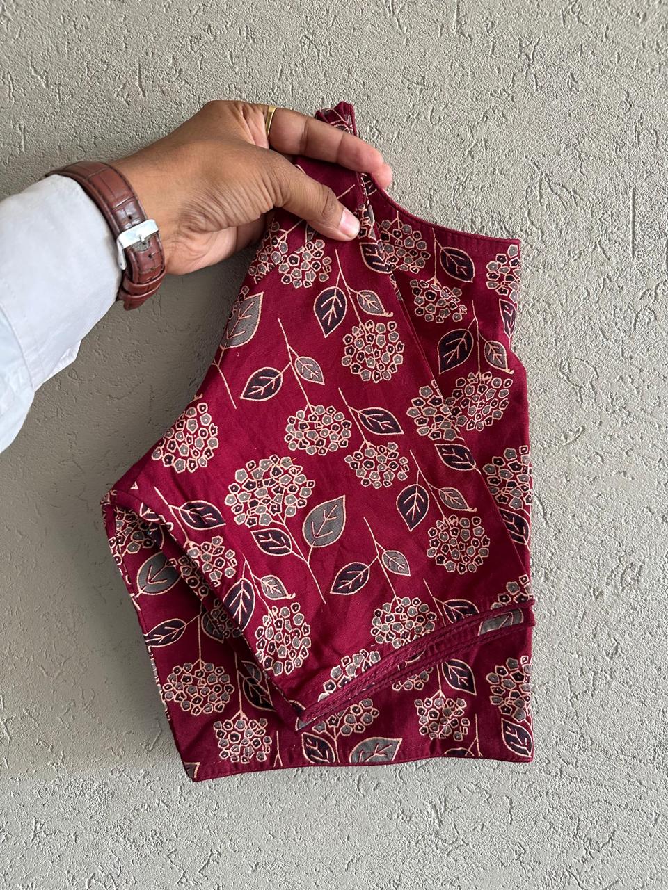 Pure Ajrakh Cotton ready made blouse