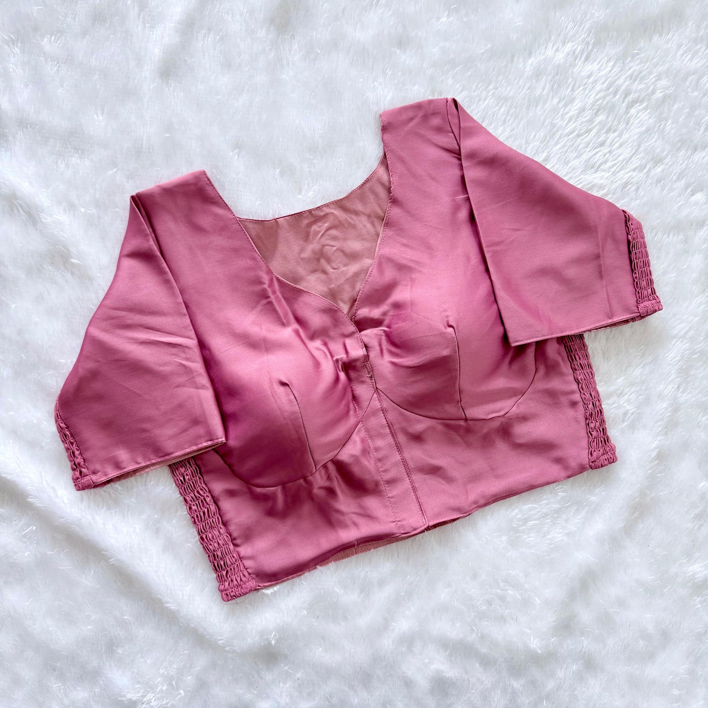 Soft silk fabric with elastic attach for better fitting  ready made blouse