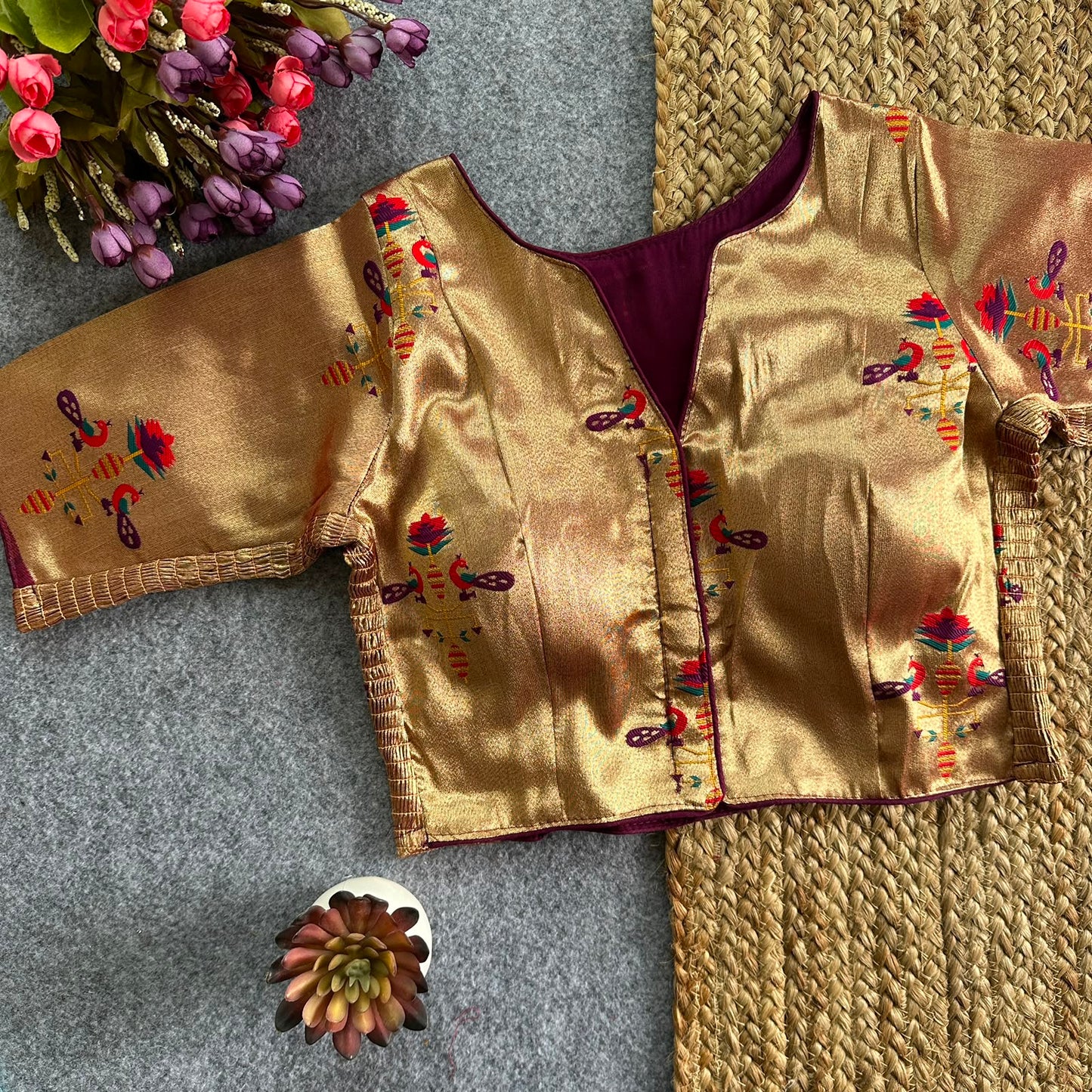 Paithani Elastic ready made blouse