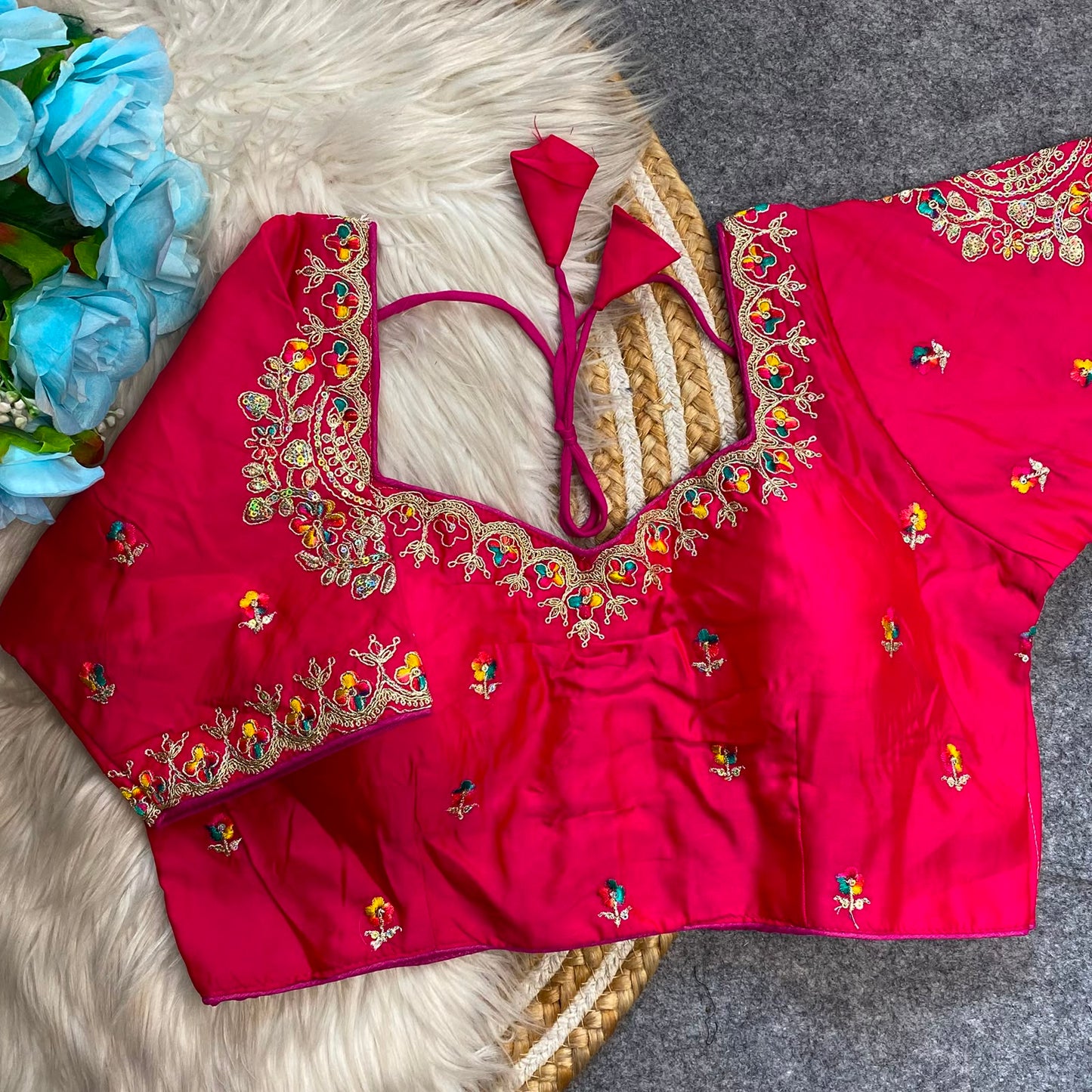 Heavy Embroidery Work ready made blouse