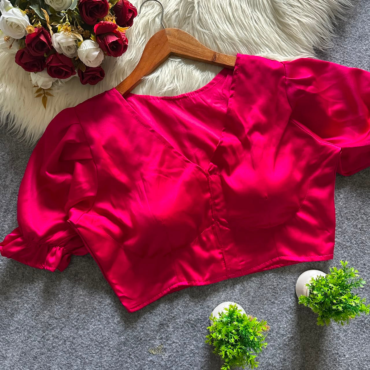 Pure malai satin ready made blouse