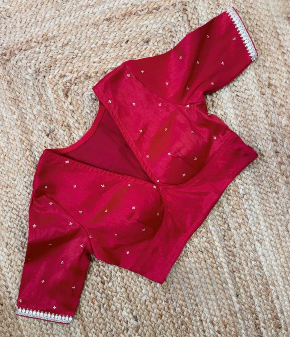 Elite cut v neck with stone work ready made blouse