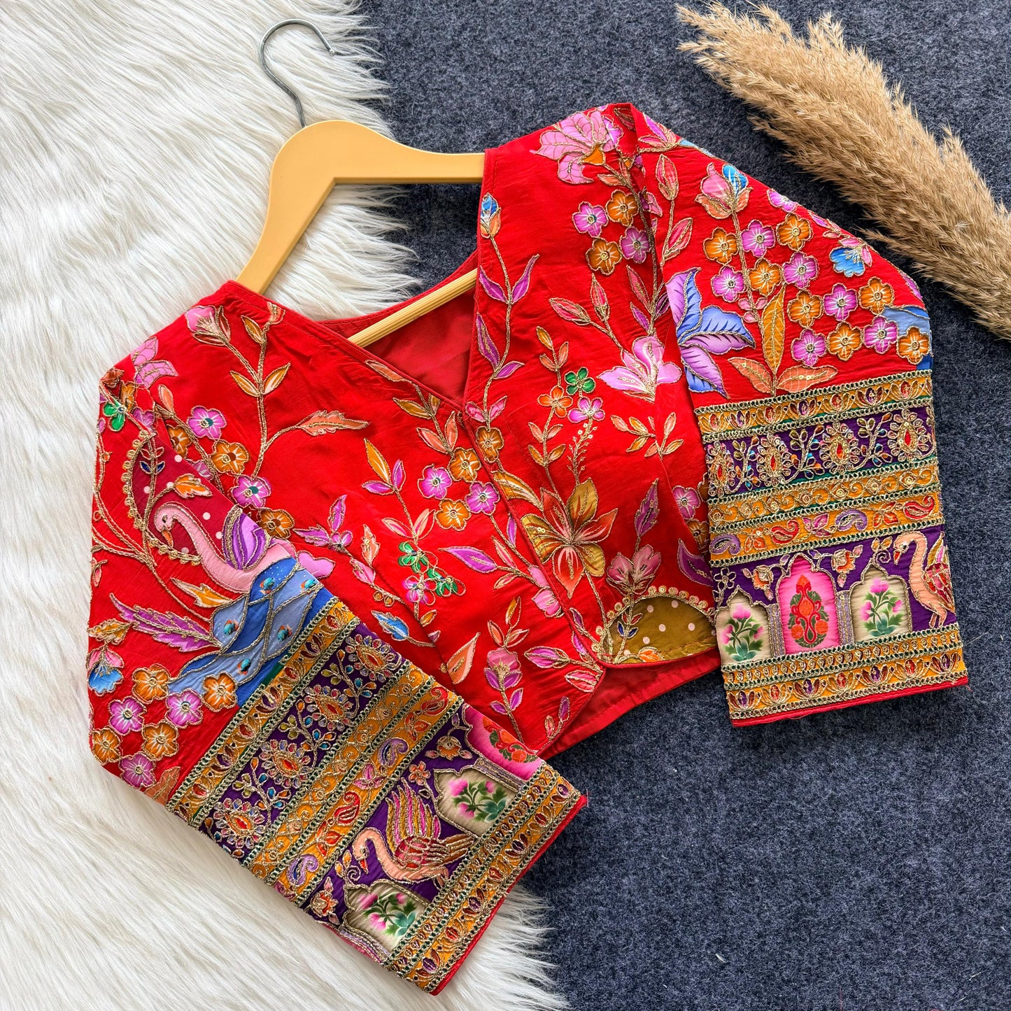 Beautiful flower print print all over ready made blouse