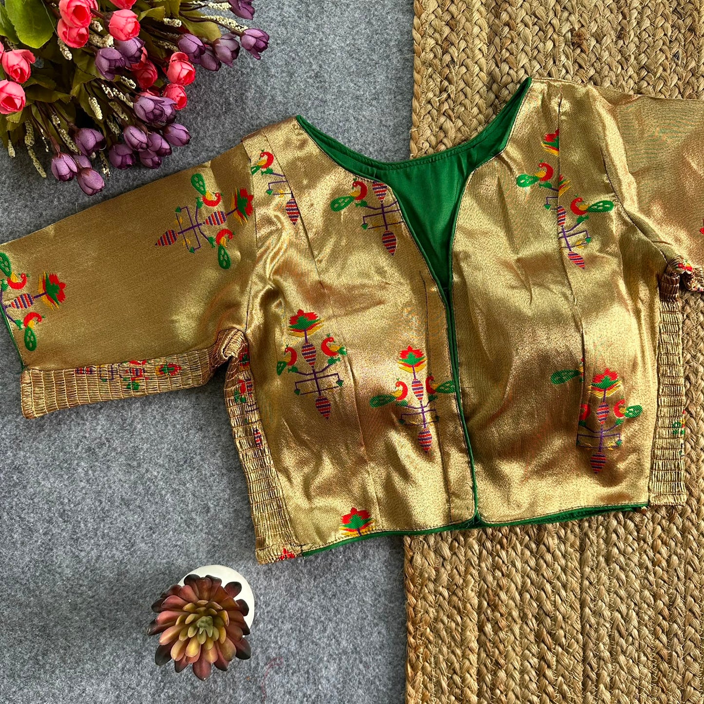 Paithani Elastic ready made blouse