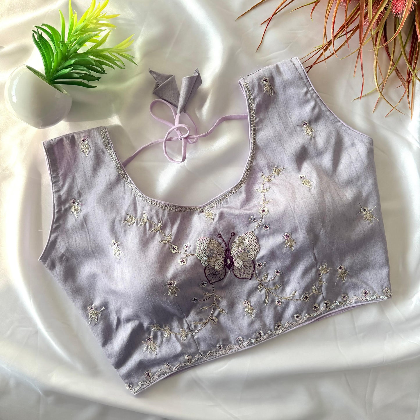 A beautiful work with sequins all over ready made blouse