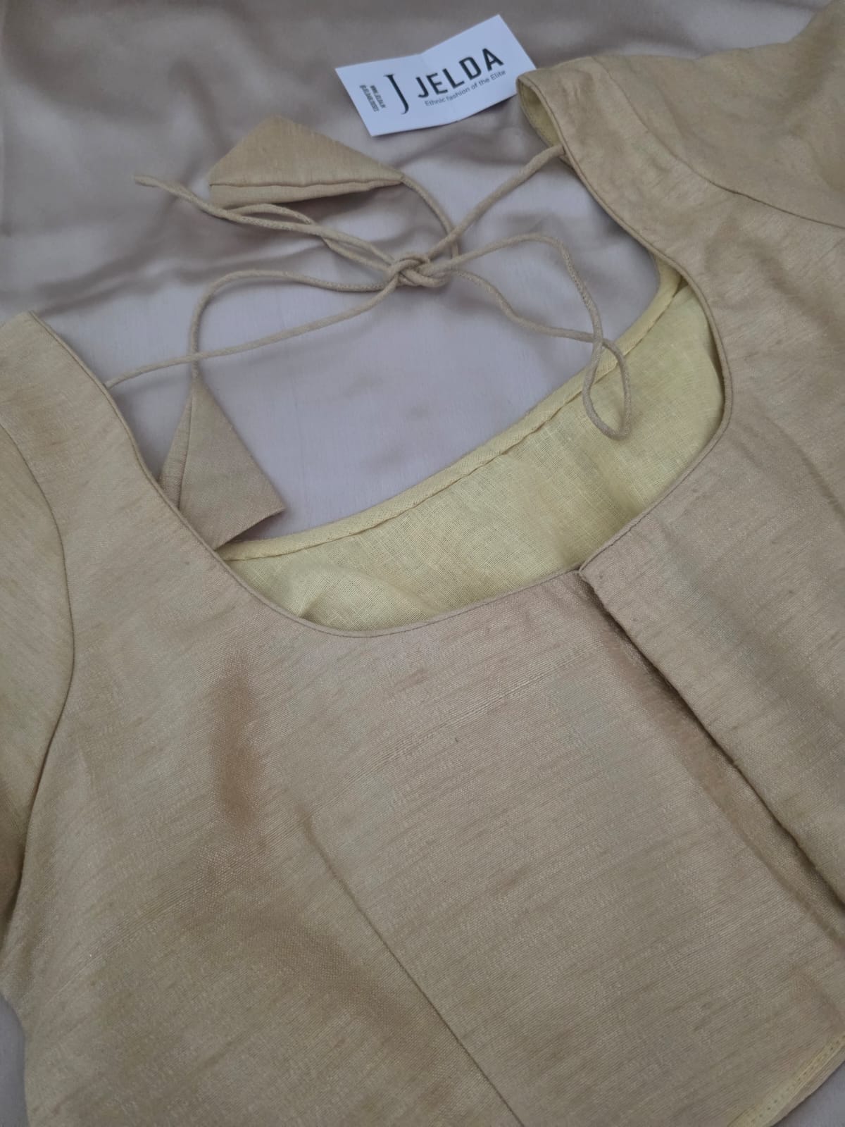 Pure dupion silk Cream half sleeve custommade blouse