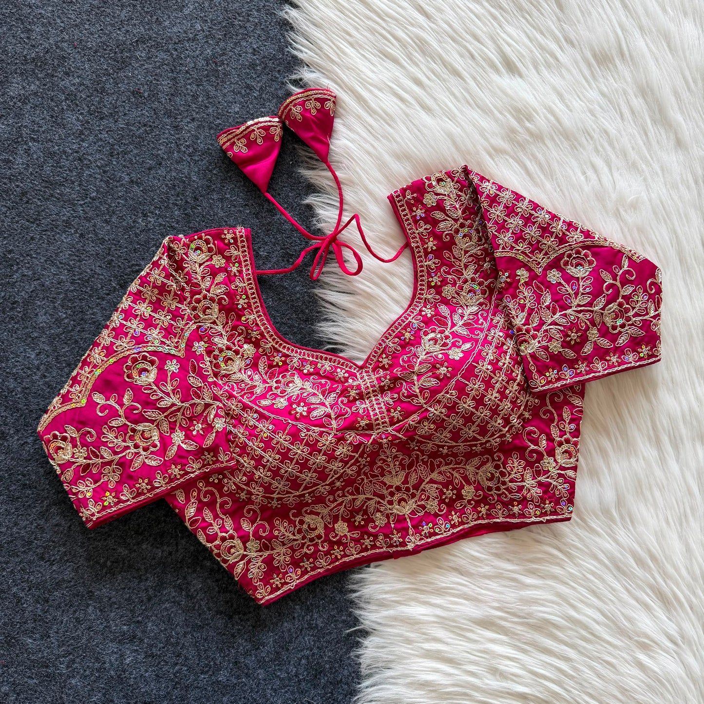 A beautiful  work with  sequins all over ready made blouse