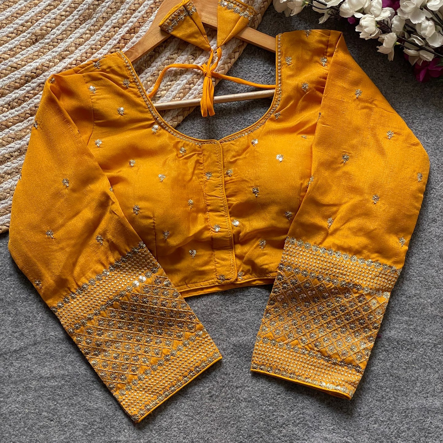 Vichitra Silk 3/4 sleeve ready made blouse
