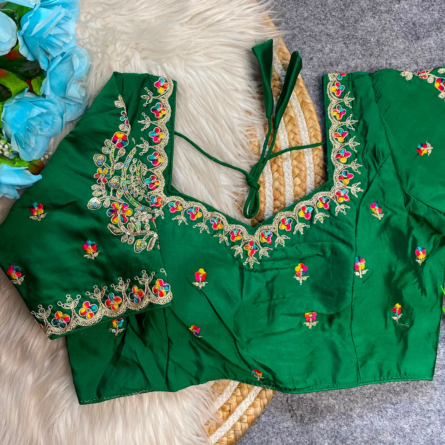Heavy Embroidery Work ready made blouse