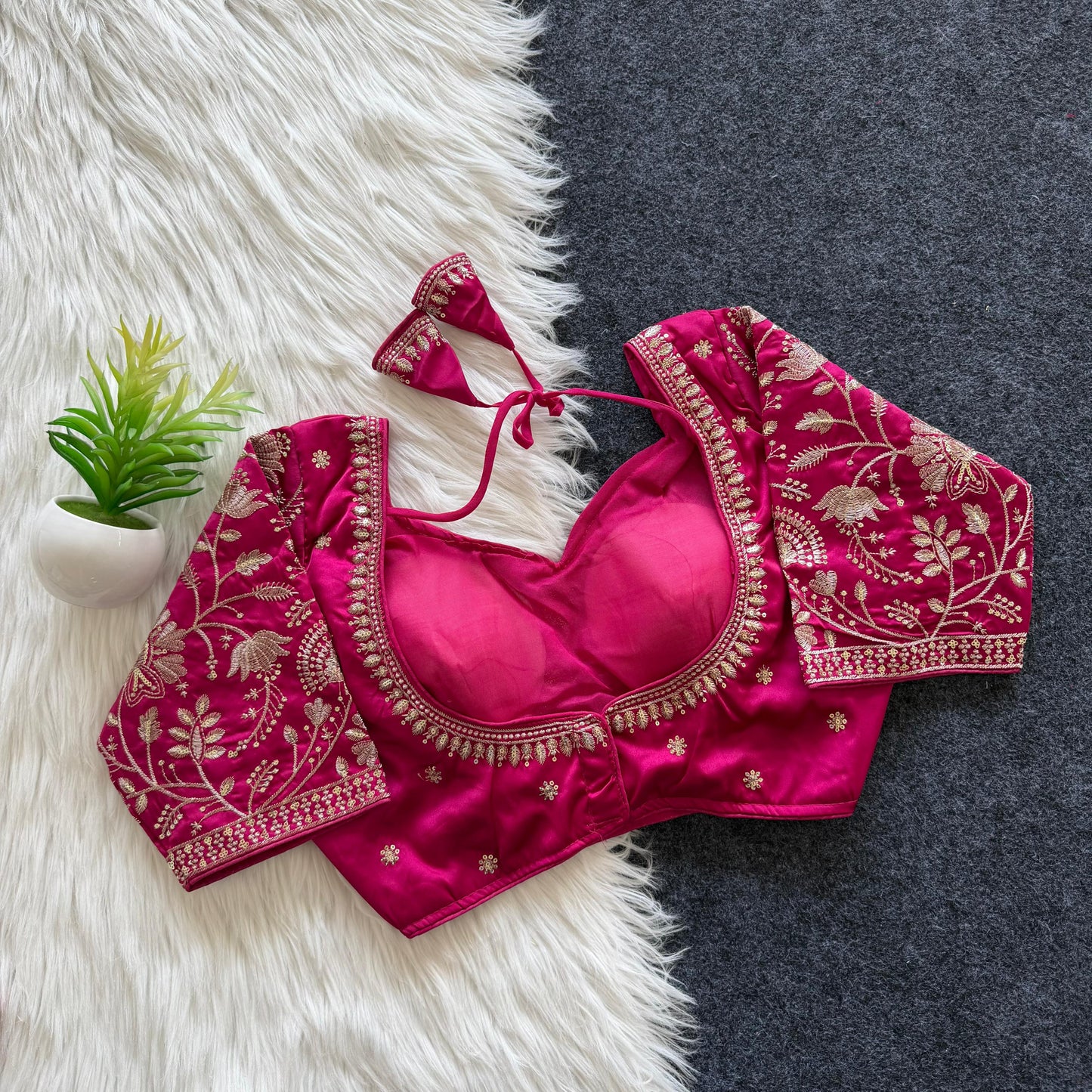 A beautiful  work with  sequence all over ready made blouse