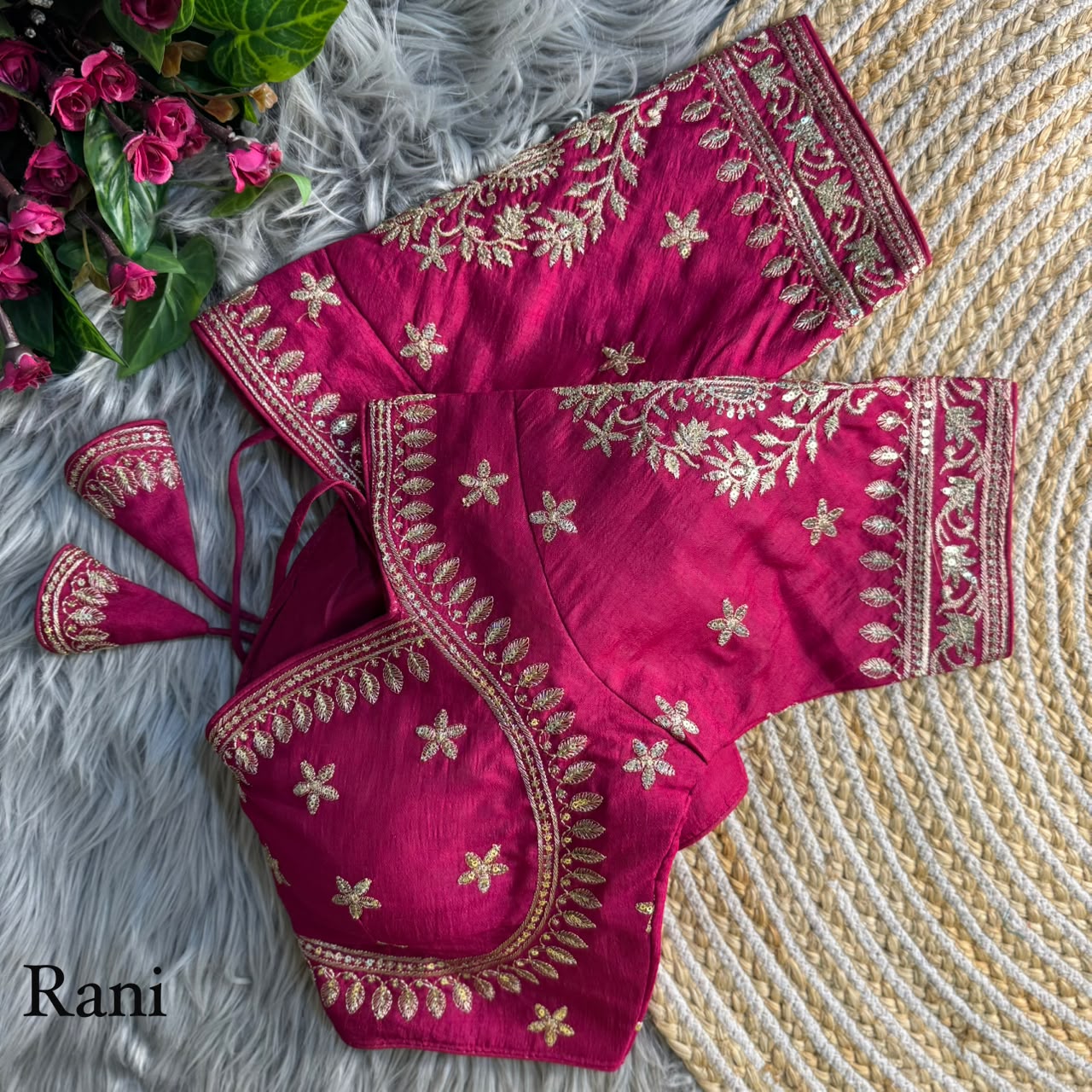 Heavy zari sequins work ready made blouse