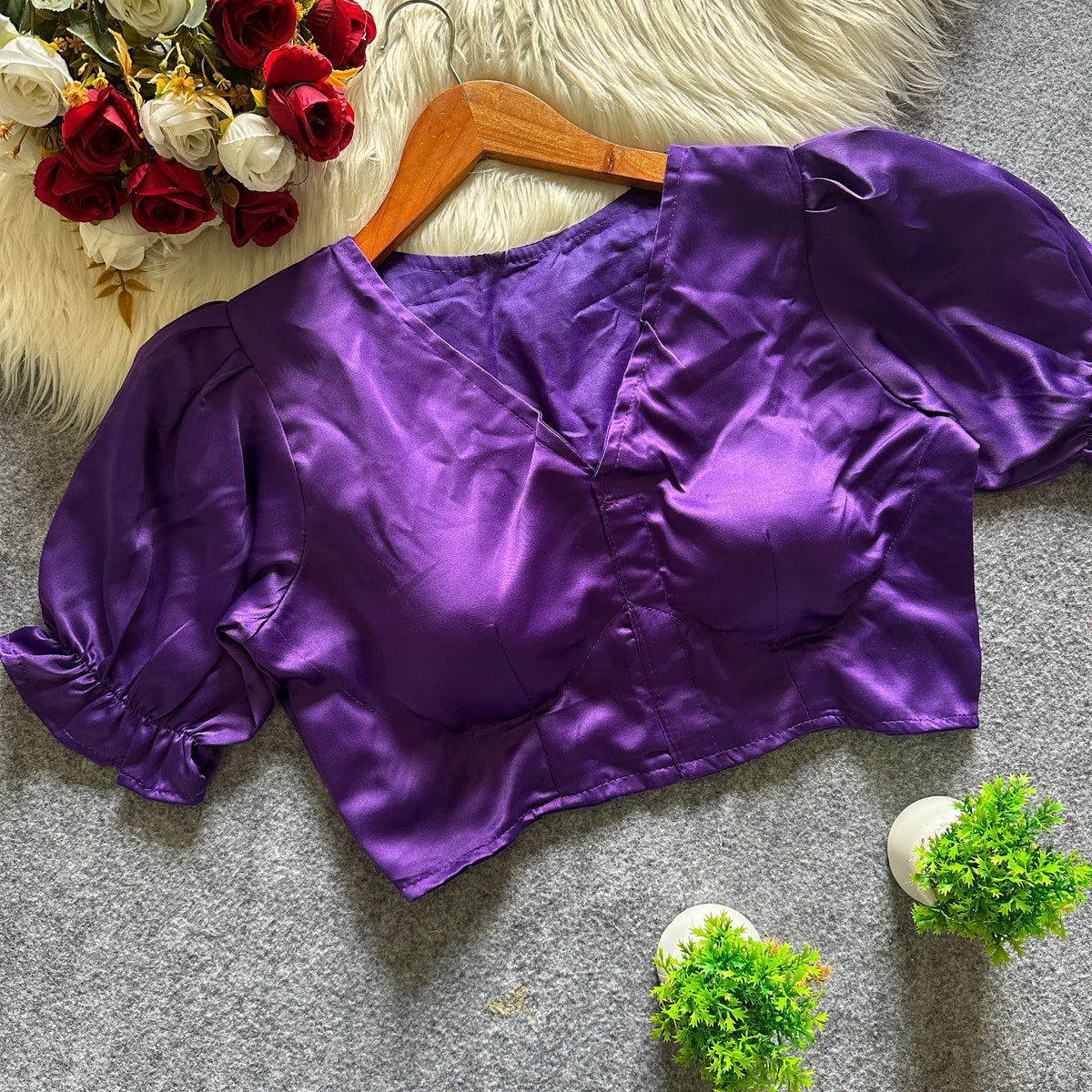 Pure malai satin ready made blouse