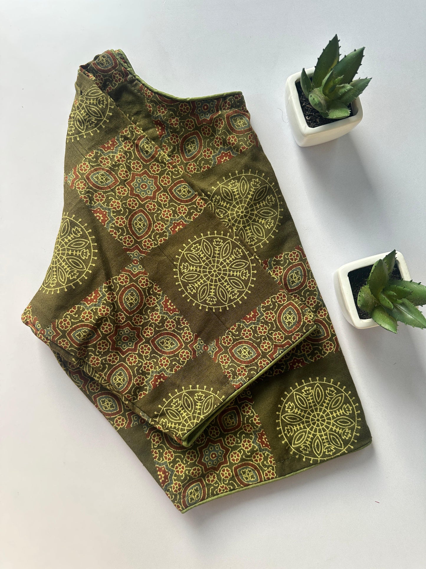 Presenting pure ajrakh handBlock/ikkat/indigo cotton ready made blouse