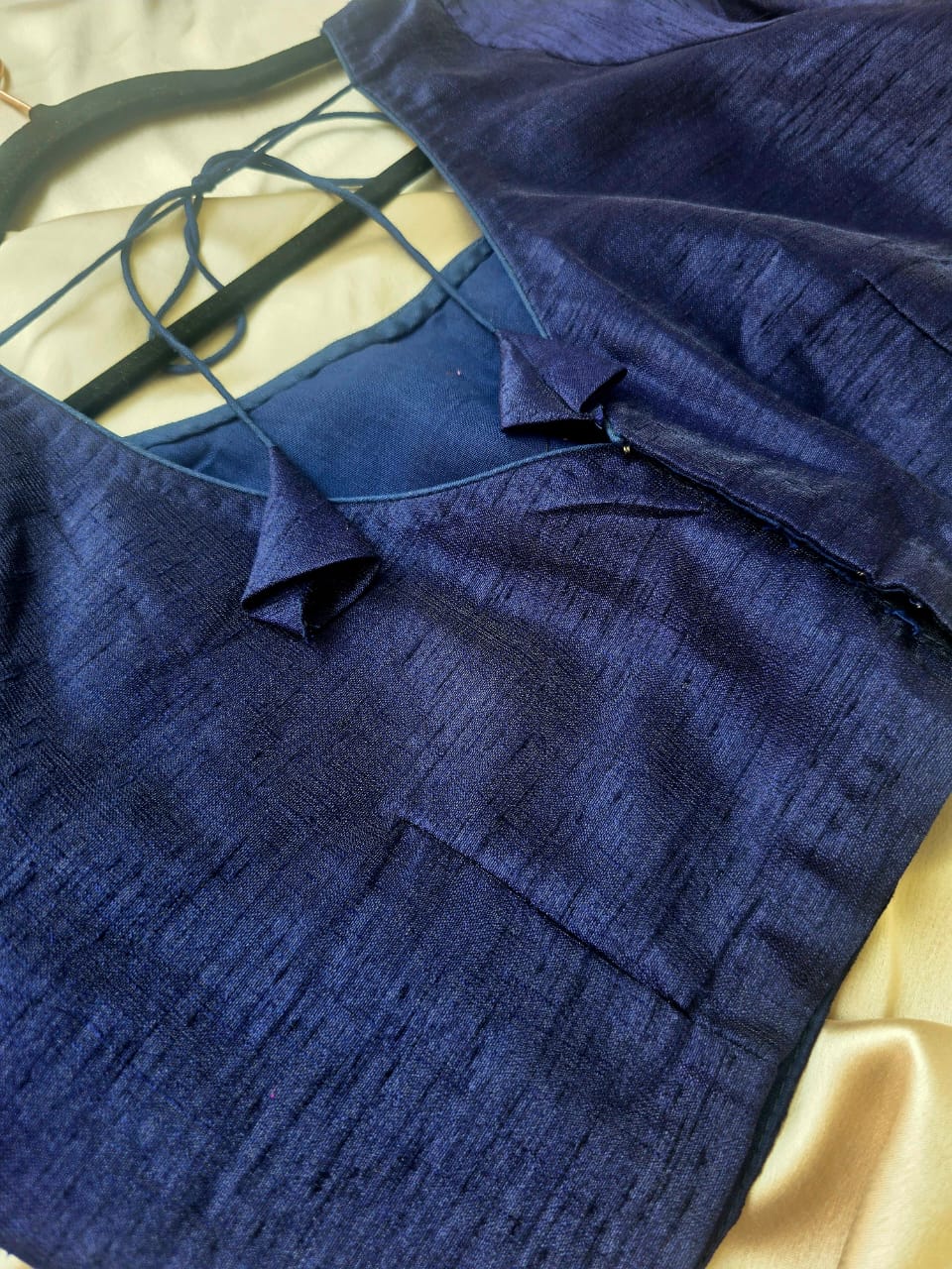 Pure dupion silk Navy blue custom made blouse