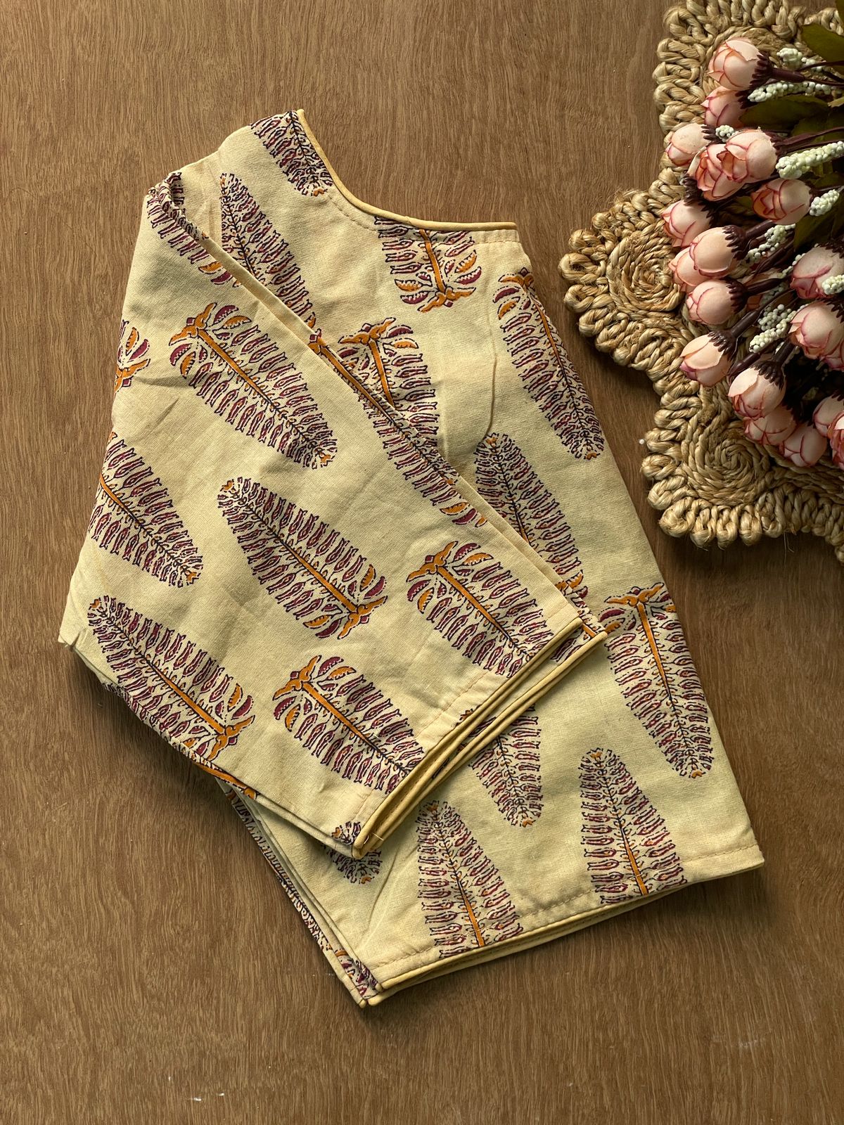 Pure ajrakh handblock cotton ready made blouse