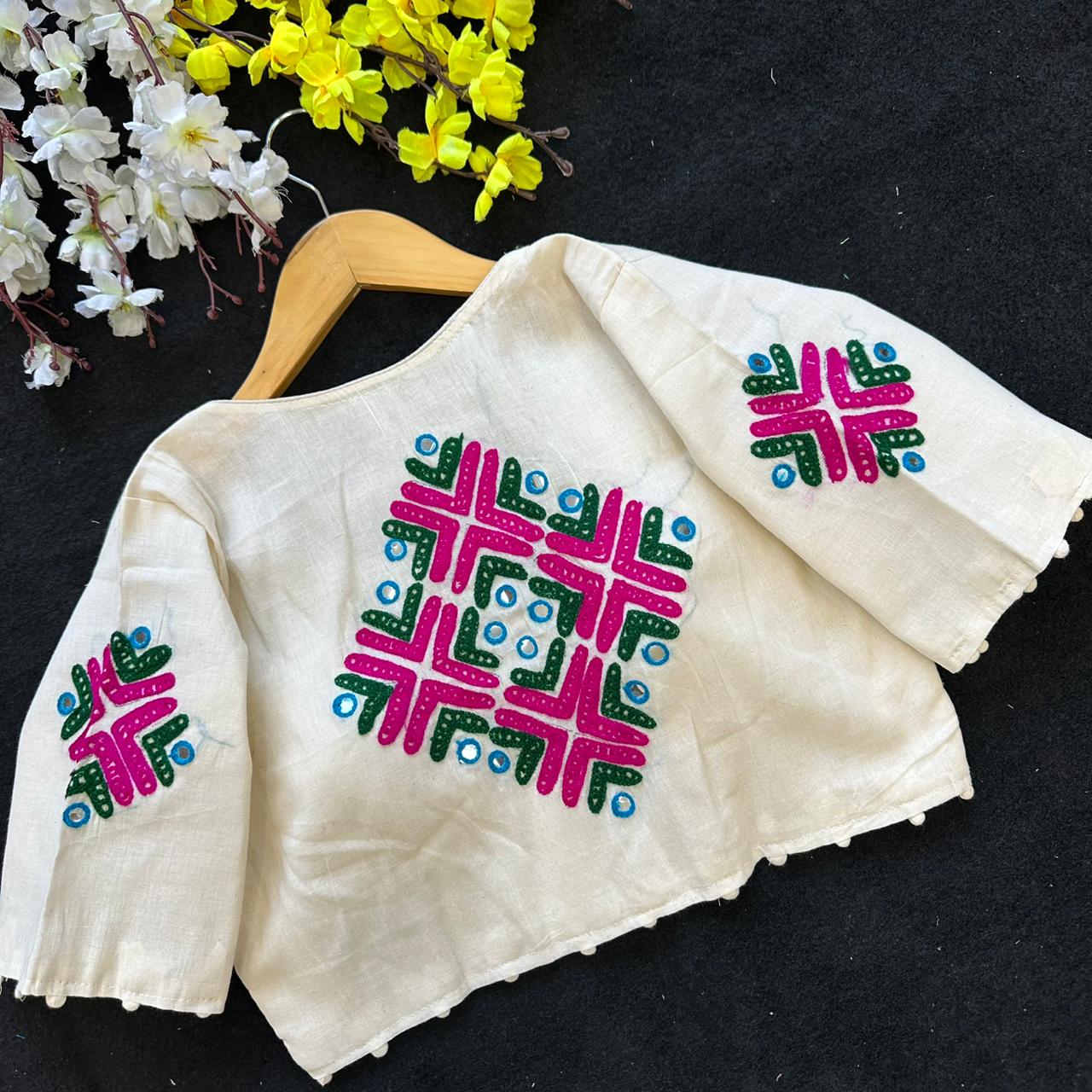 Heavy cotton embroidery ready made blouse
