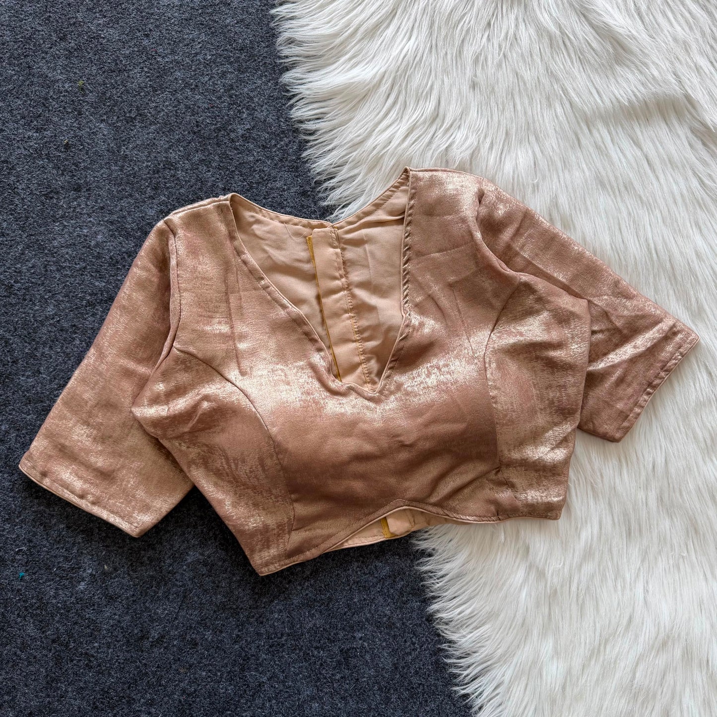 A beautiful coated of velvet fabric with silk ready made blouse