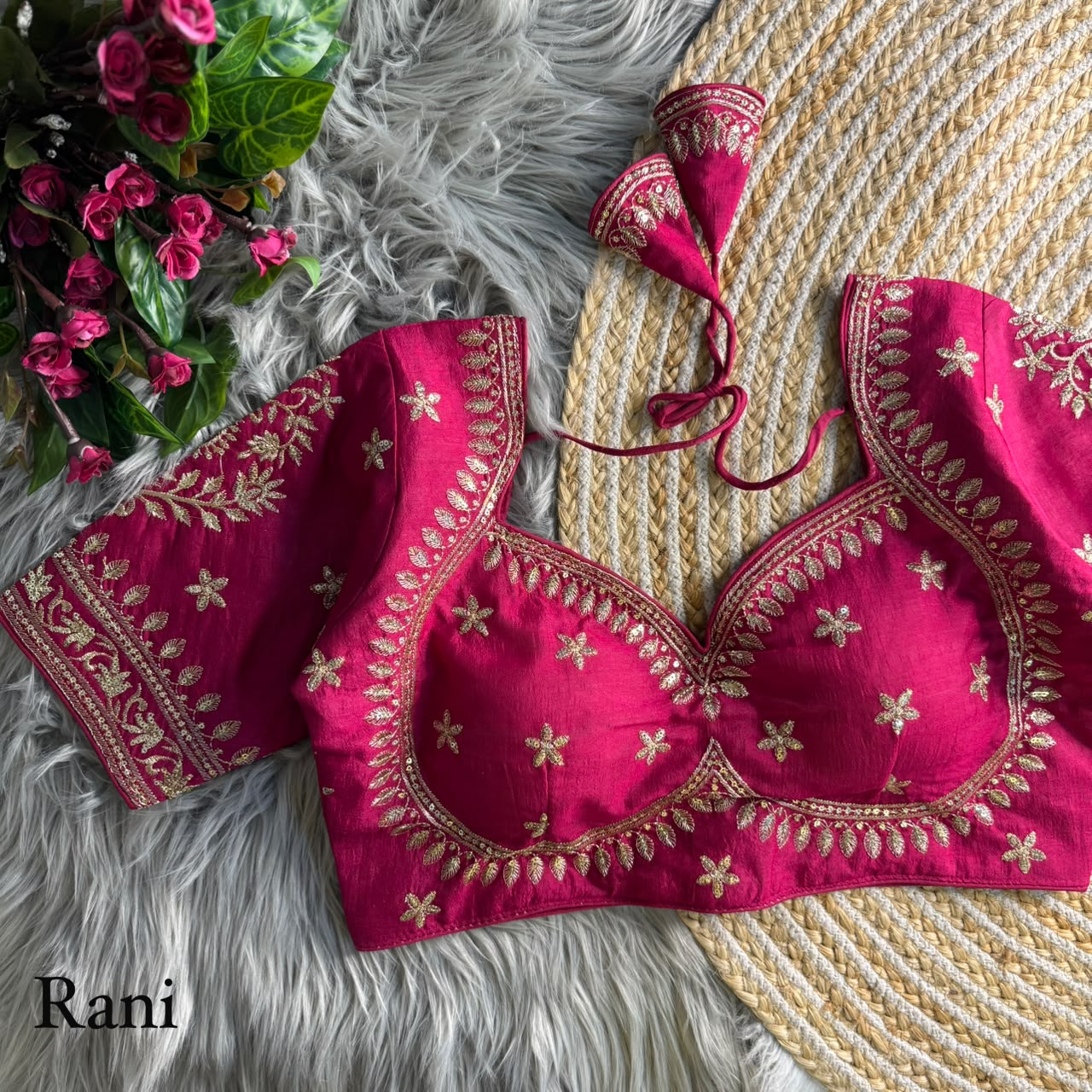 Heavy zari sequins work ready made blouse