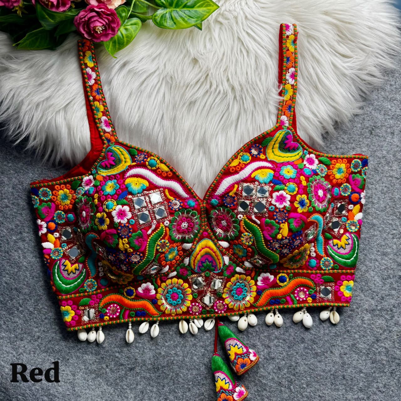 Heavy Real Mirror + Thread & Work ready made blouse