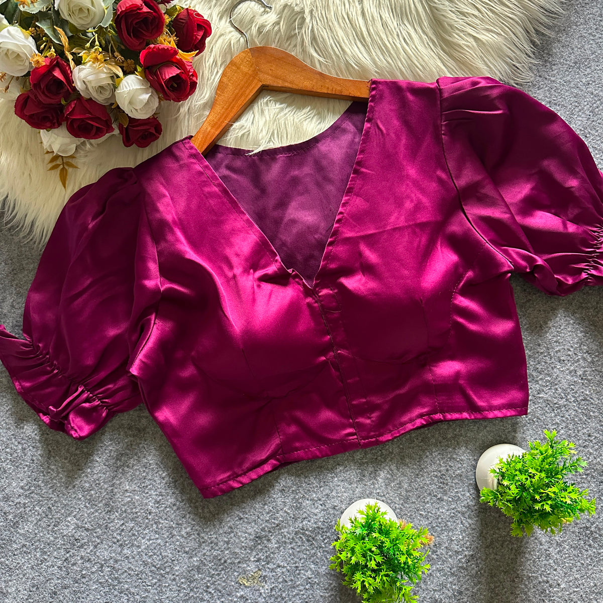 Pure malai satin ready made blouse