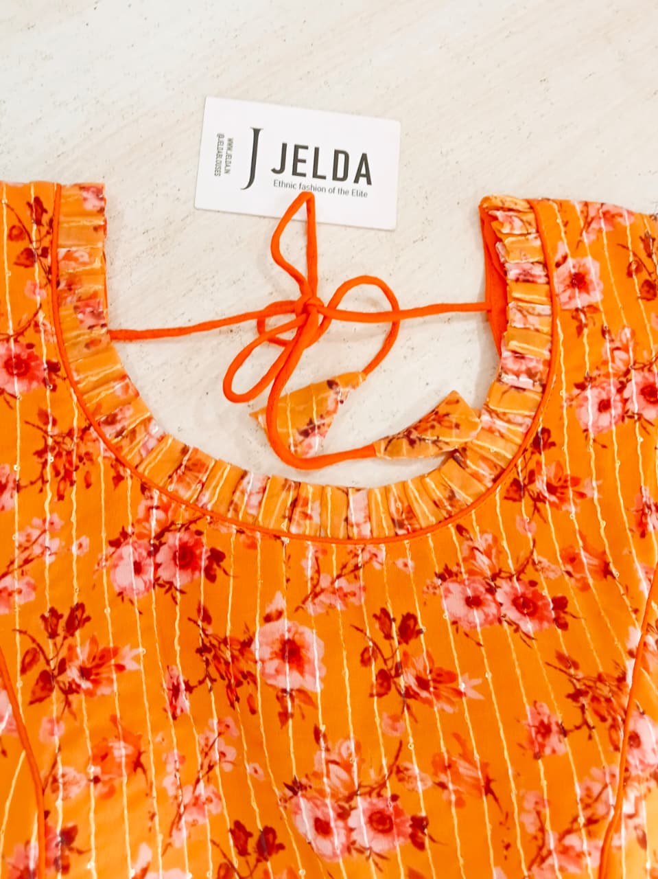 Print work frill sleeve ready made blouse