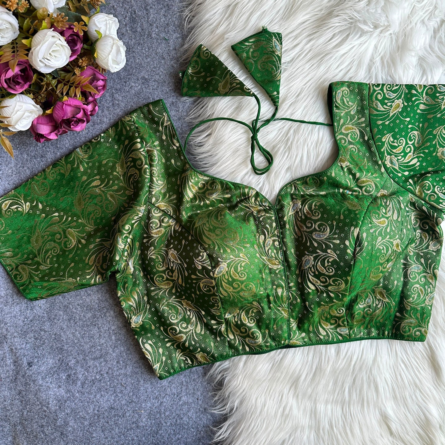 Ethnic presenting weaving jacquard silk hit design ready made blouse