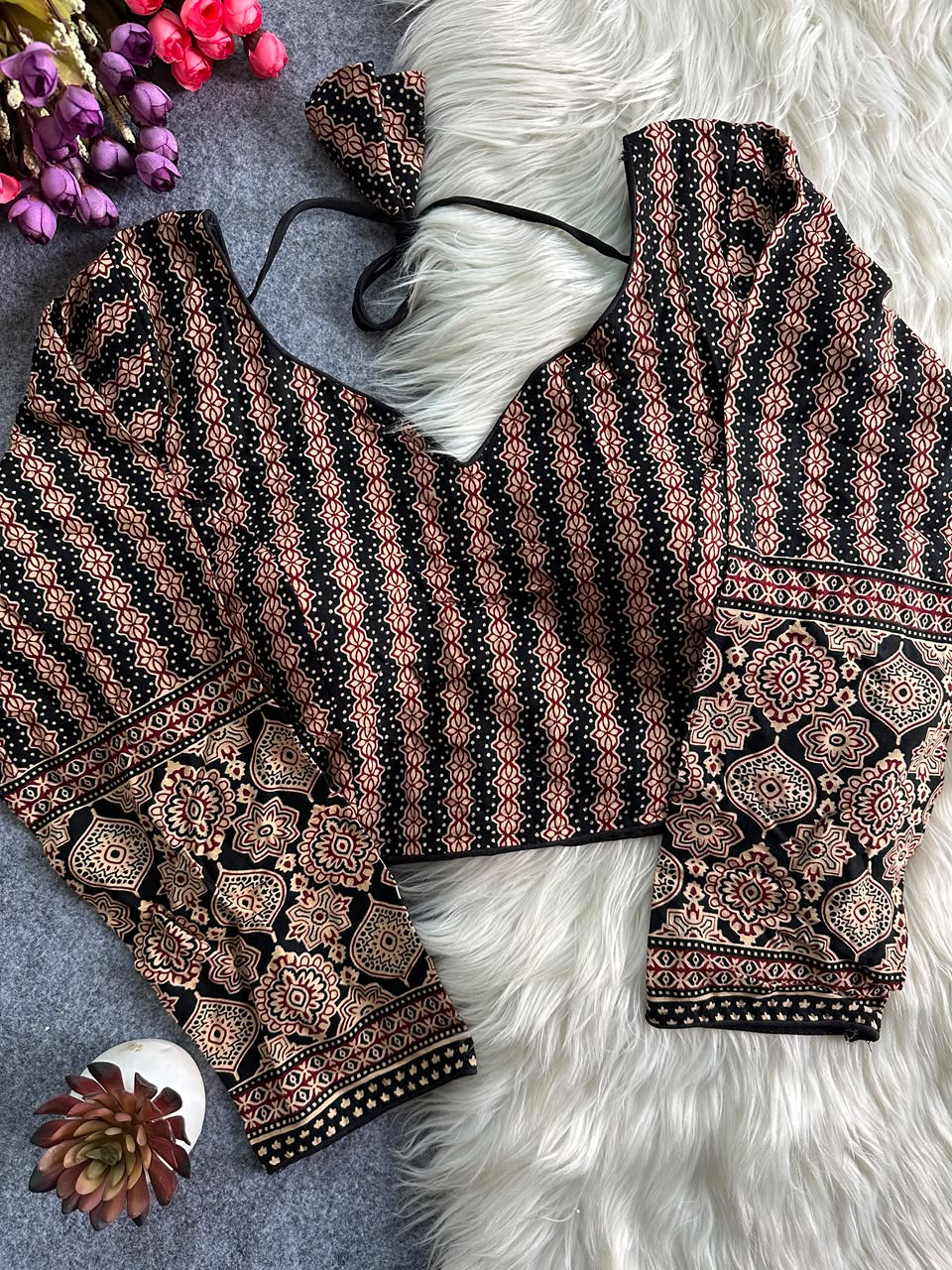 Ajrakh Cotton ready made blouse