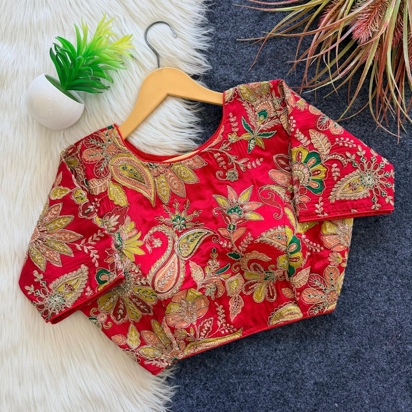 Beautiful flower print all over ready made blouse